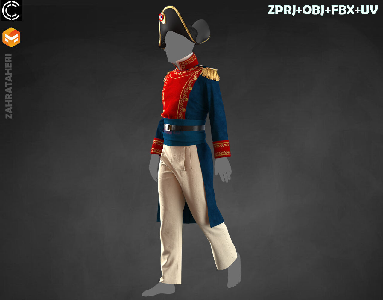 MENS MILITARY UNIFORM 3D model_14