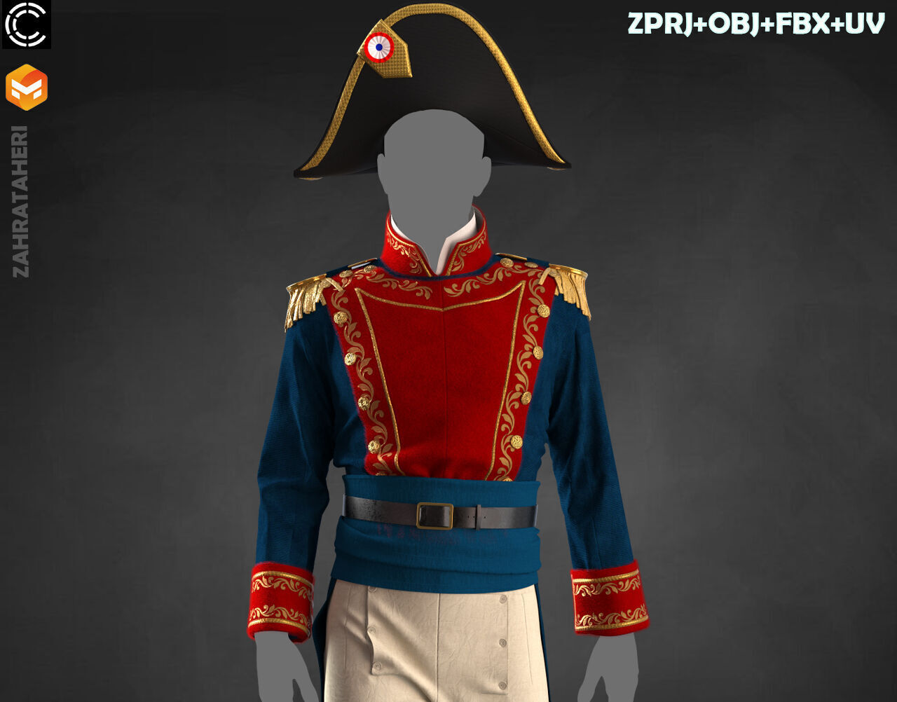 MENS MILITARY UNIFORM 3D model_6