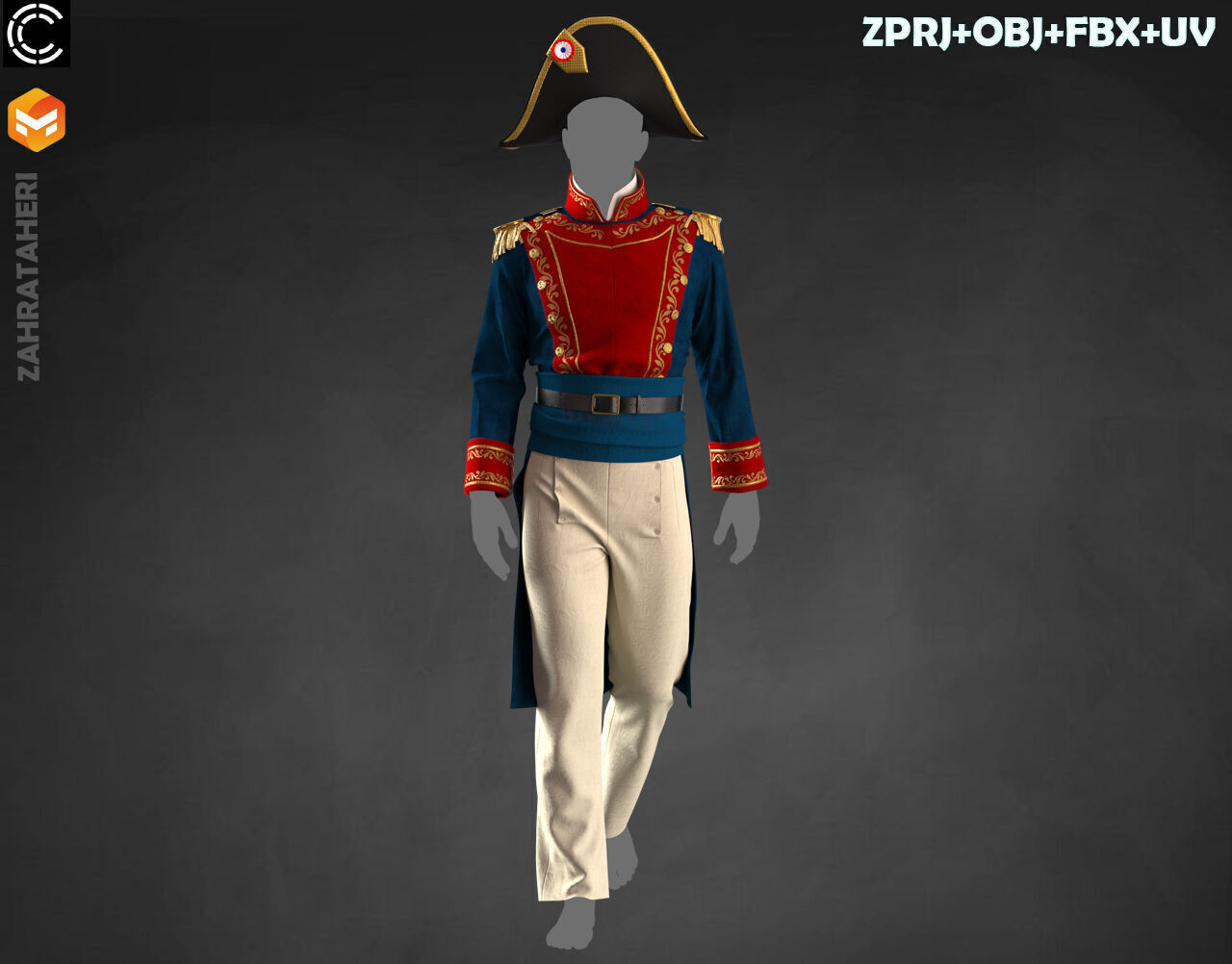 MENS MILITARY UNIFORM 3D model_4