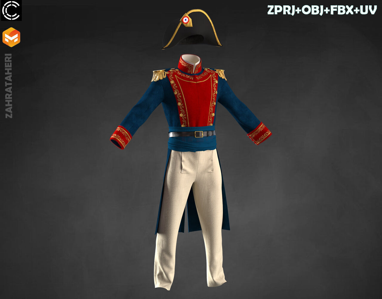 MENS MILITARY UNIFORM 3D model_11
