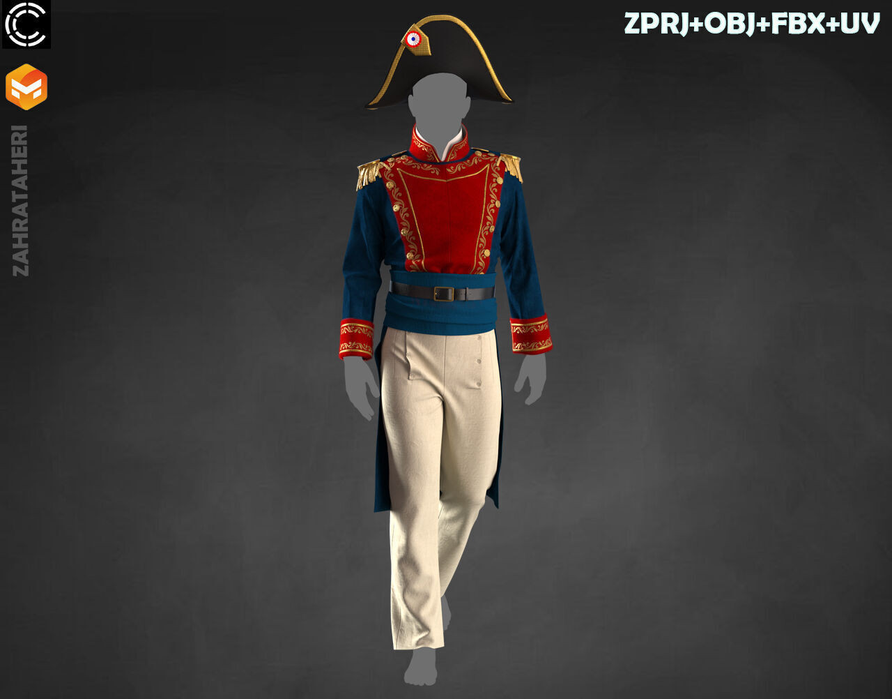 MENS MILITARY UNIFORM 3D model_1