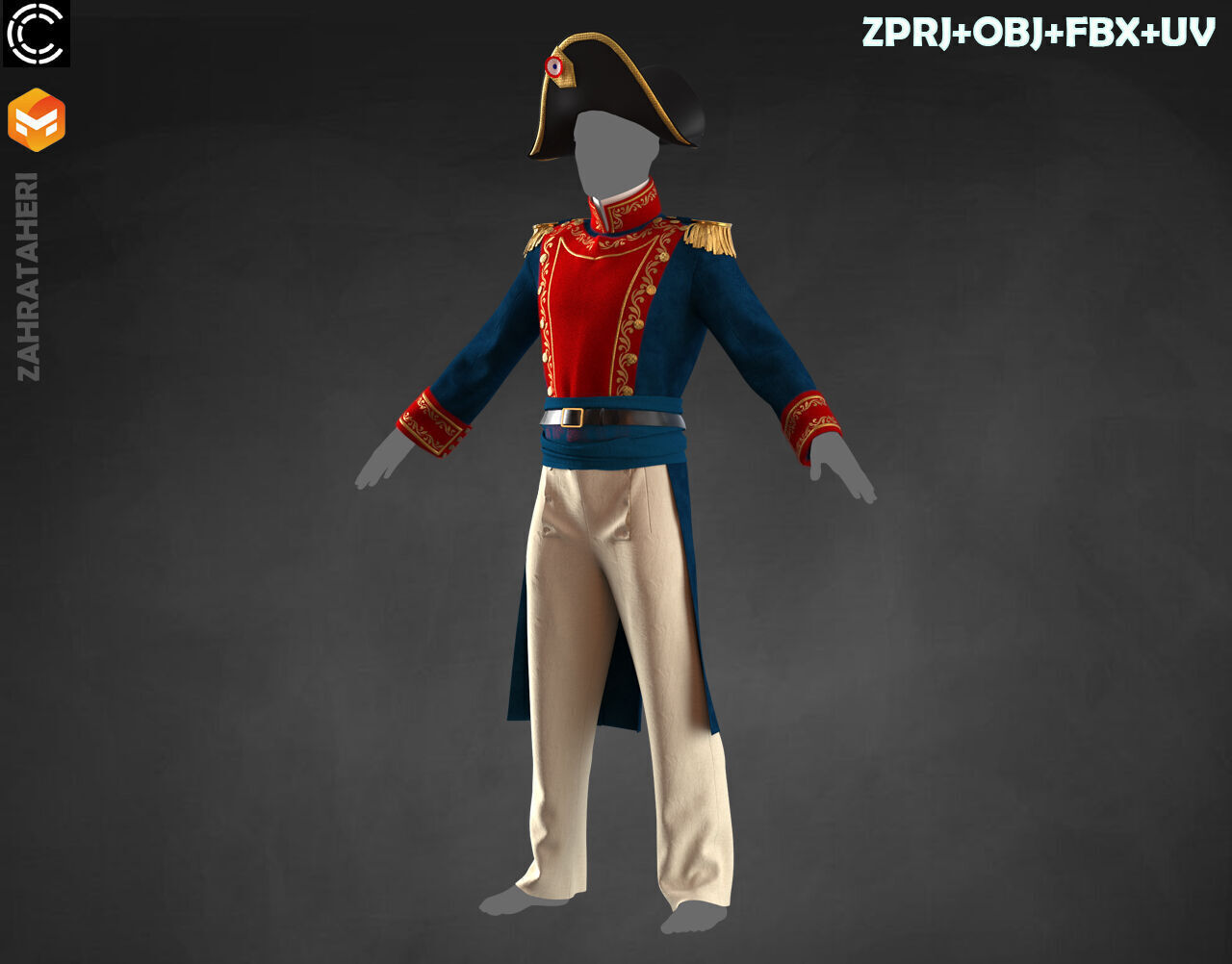MENS MILITARY UNIFORM 3D model_9