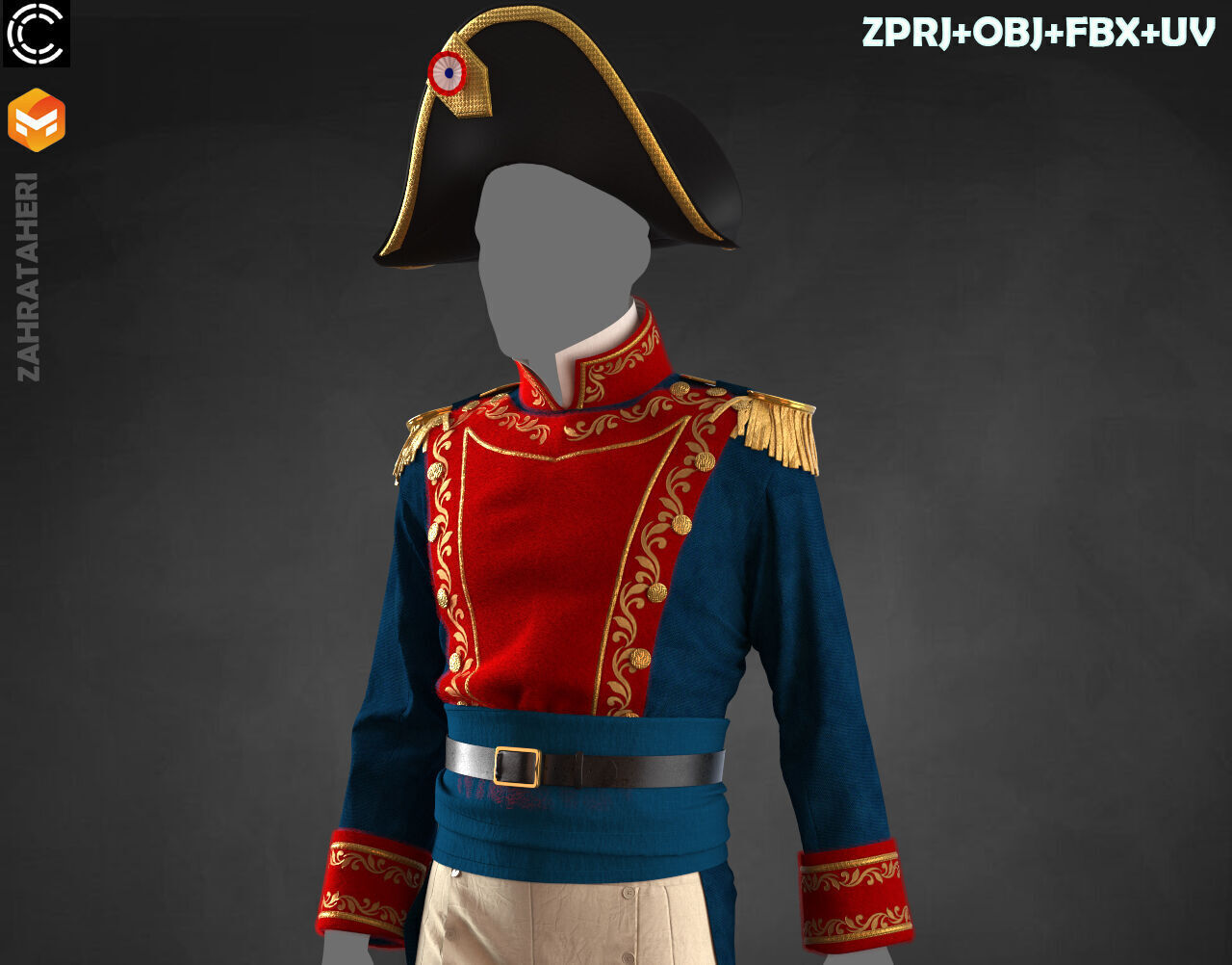 MENS MILITARY UNIFORM 3D model_3