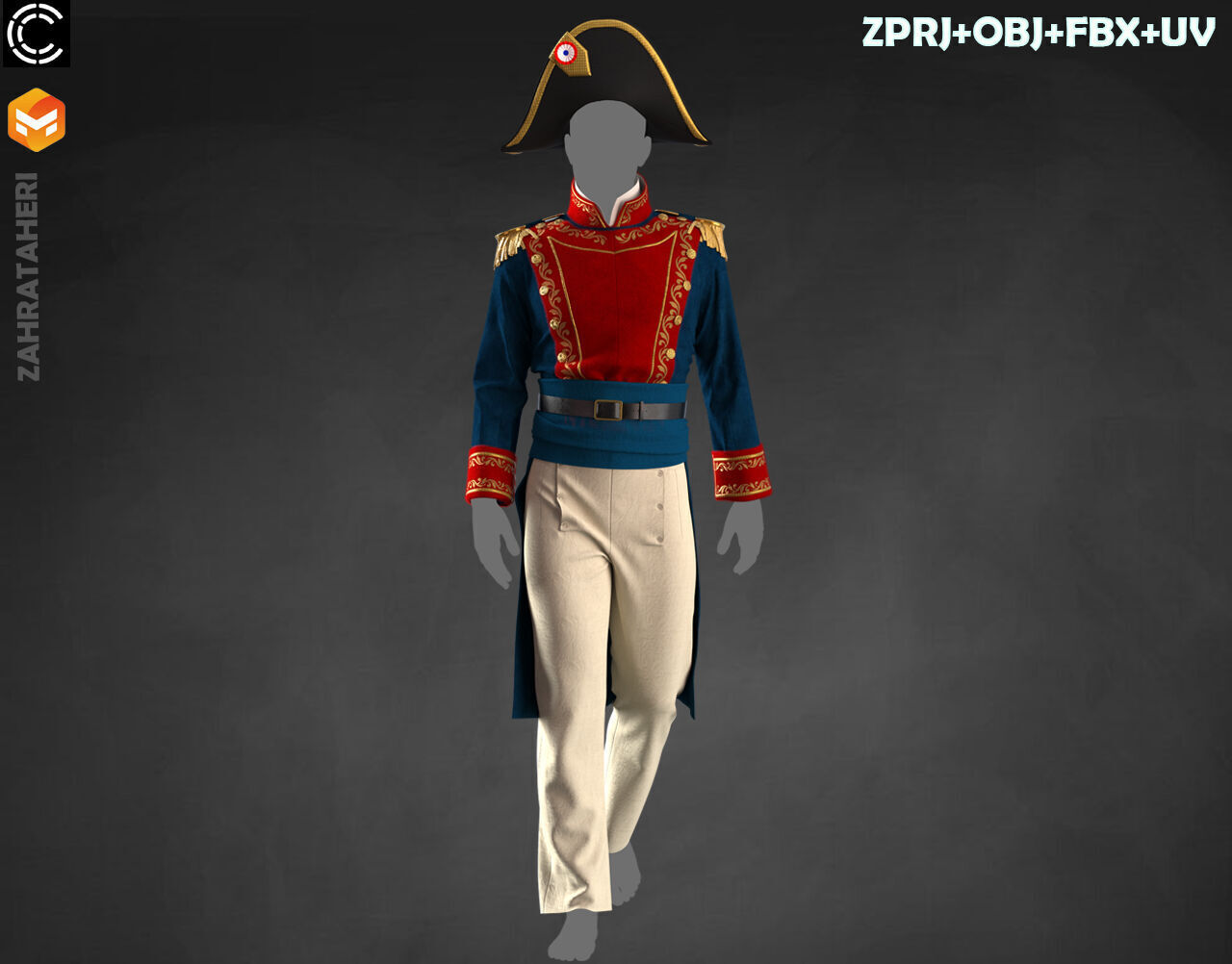 MENS MILITARY UNIFORM 3D model_7