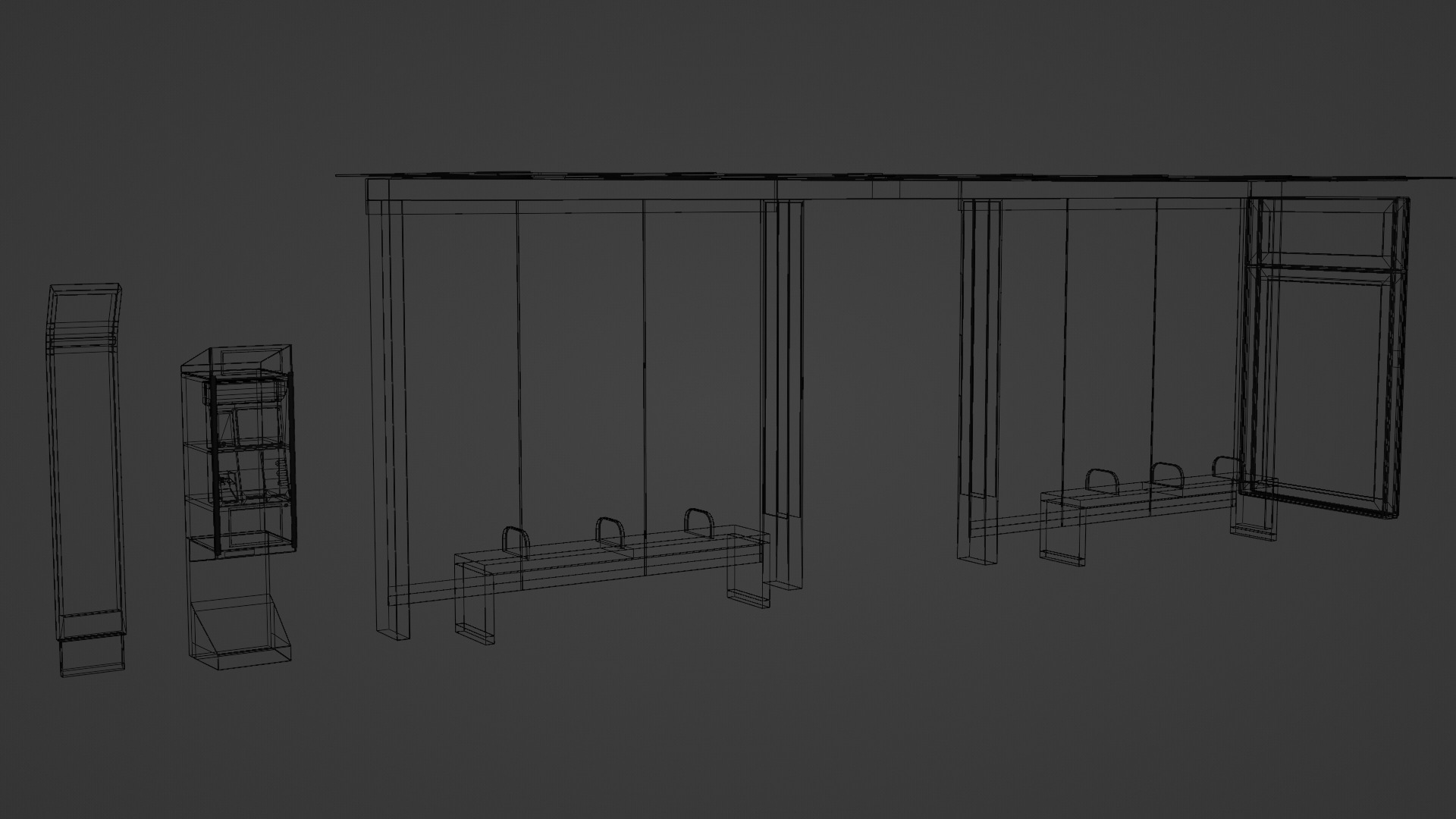 Bus Stop Low-poly 3D model_11