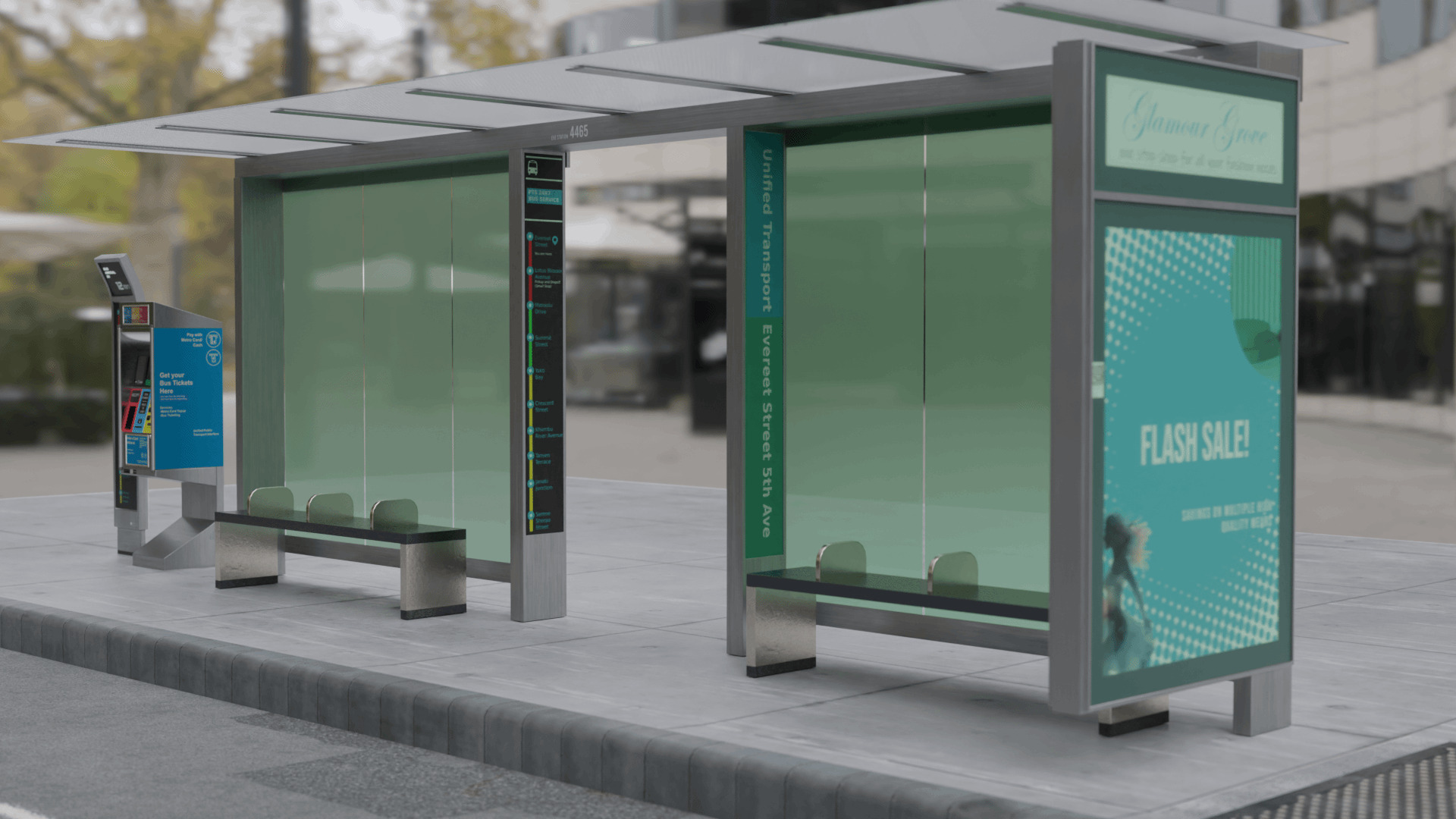 Bus Stop Low-poly 3D model_7