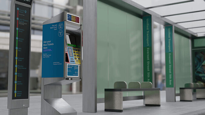 Bus Stop Low-poly 3D model