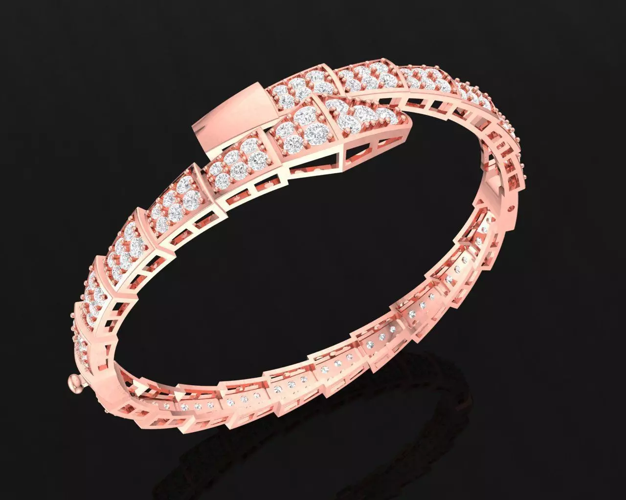 Luxury Pave Diamond Link Bracelet for Women 68 3D print model