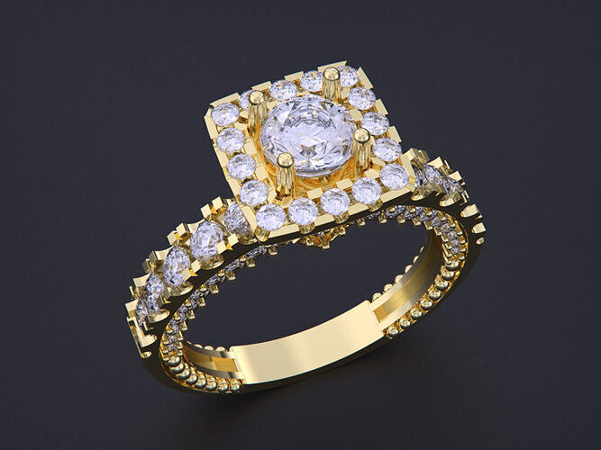 Solitaire Halo Diamond Ring 3D print model