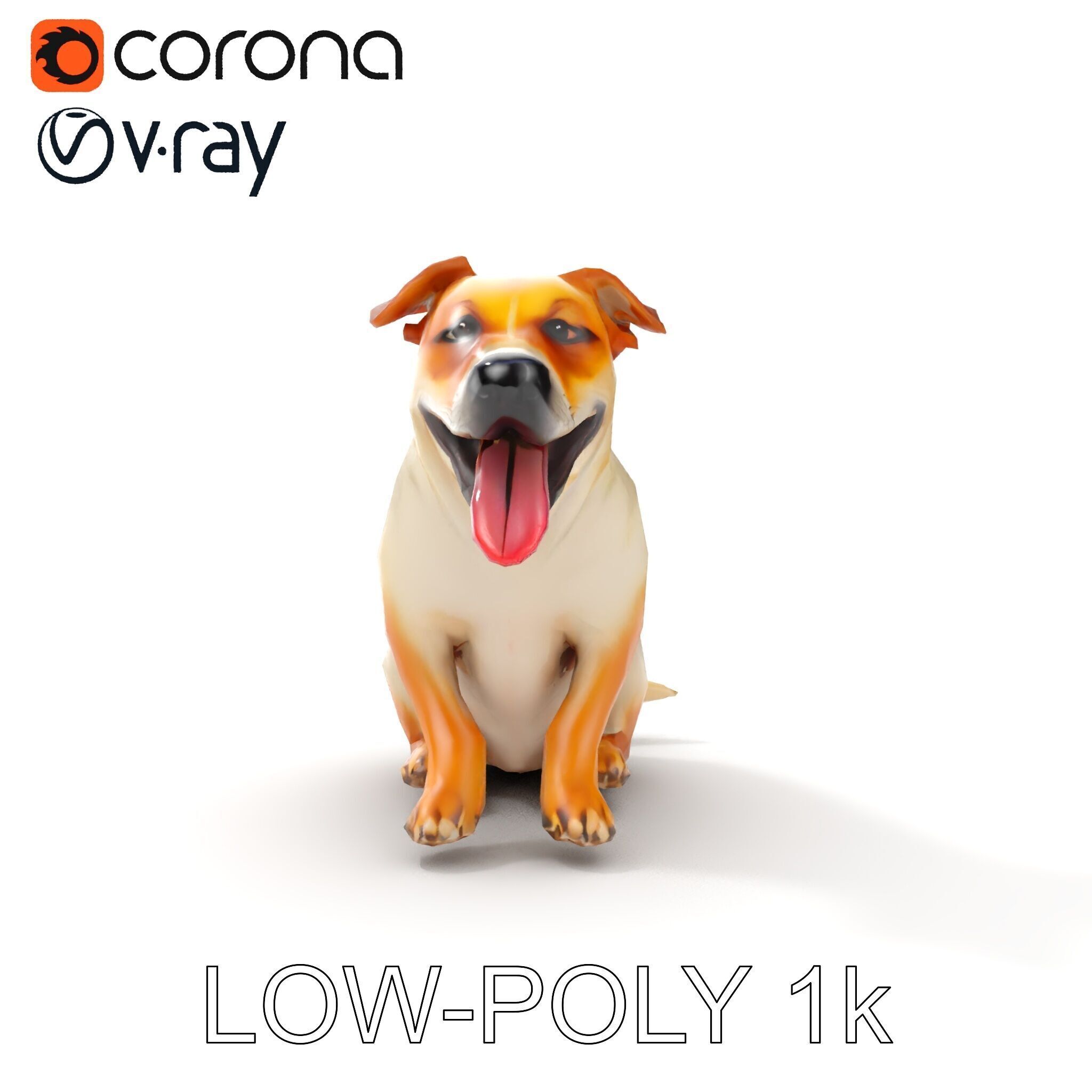Sitting Dog Model Pack for Animation and Games Low-poly 3D model_21
