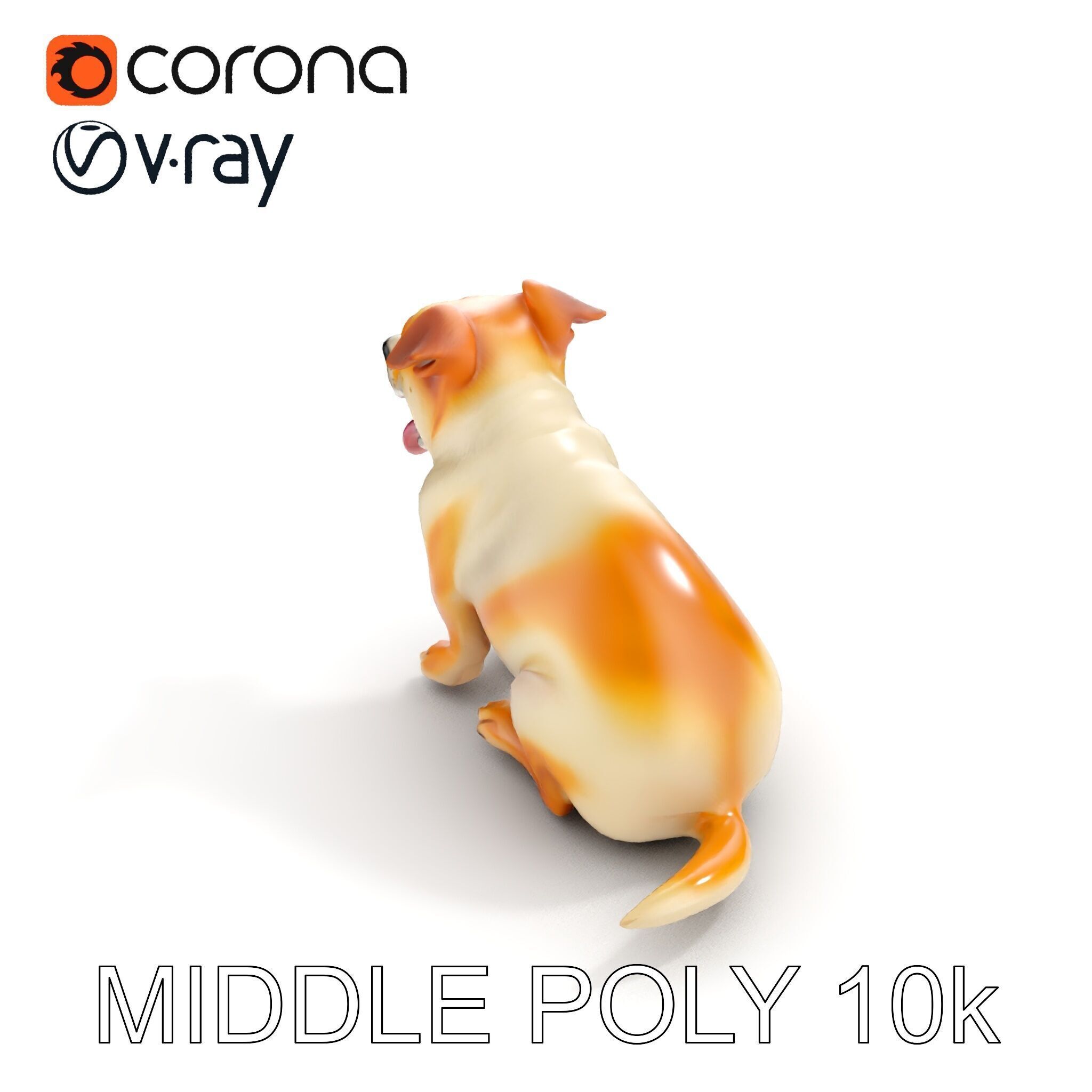 Sitting Dog Model Pack for Animation and Games Low-poly 3D model_30