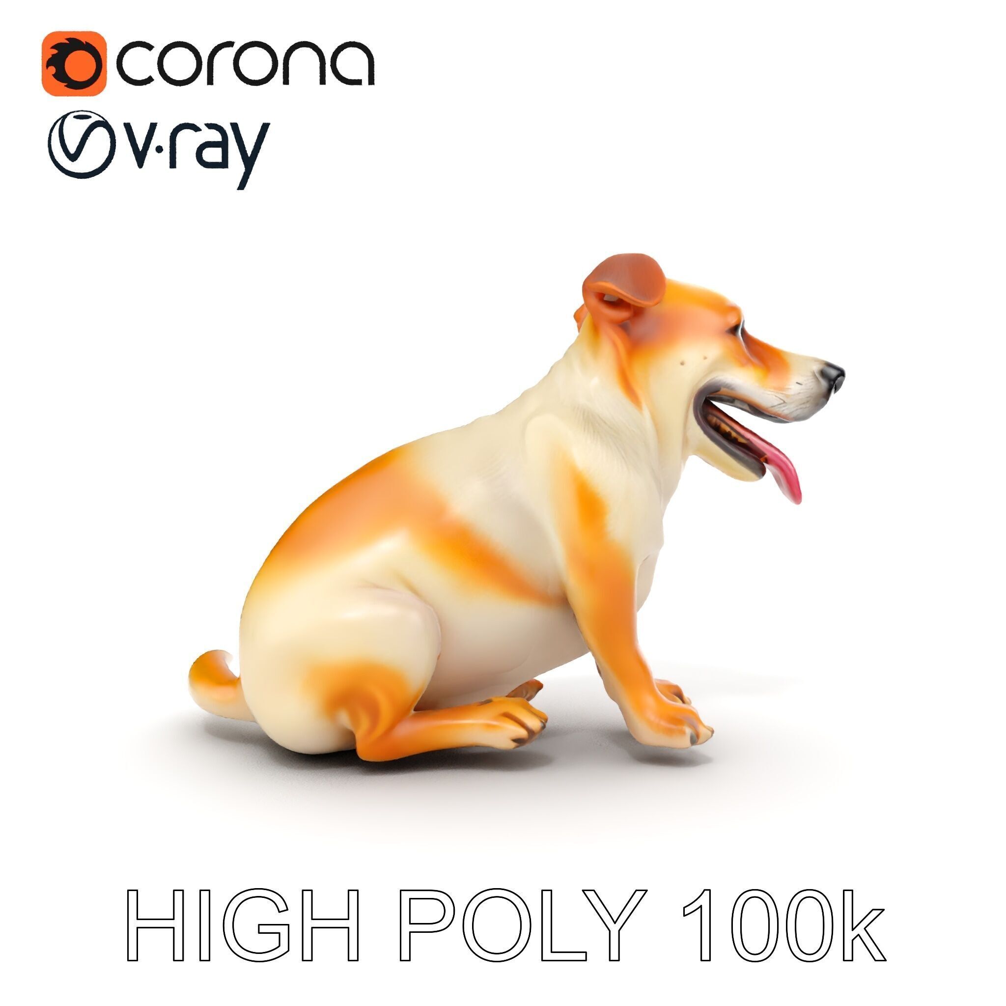 Sitting Dog Model Pack for Animation and Games Low-poly 3D model_19