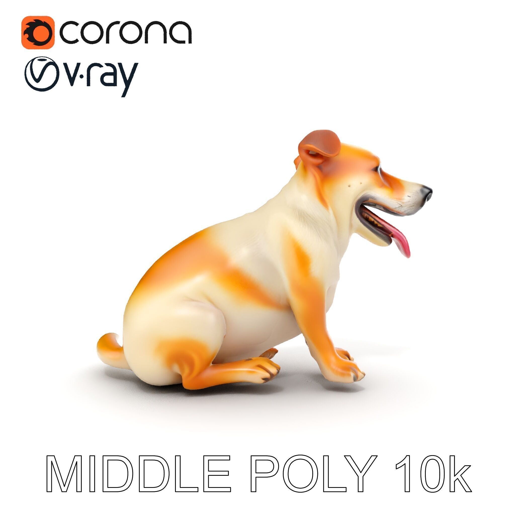 Sitting Dog Model Pack for Animation and Games Low-poly 3D model_25