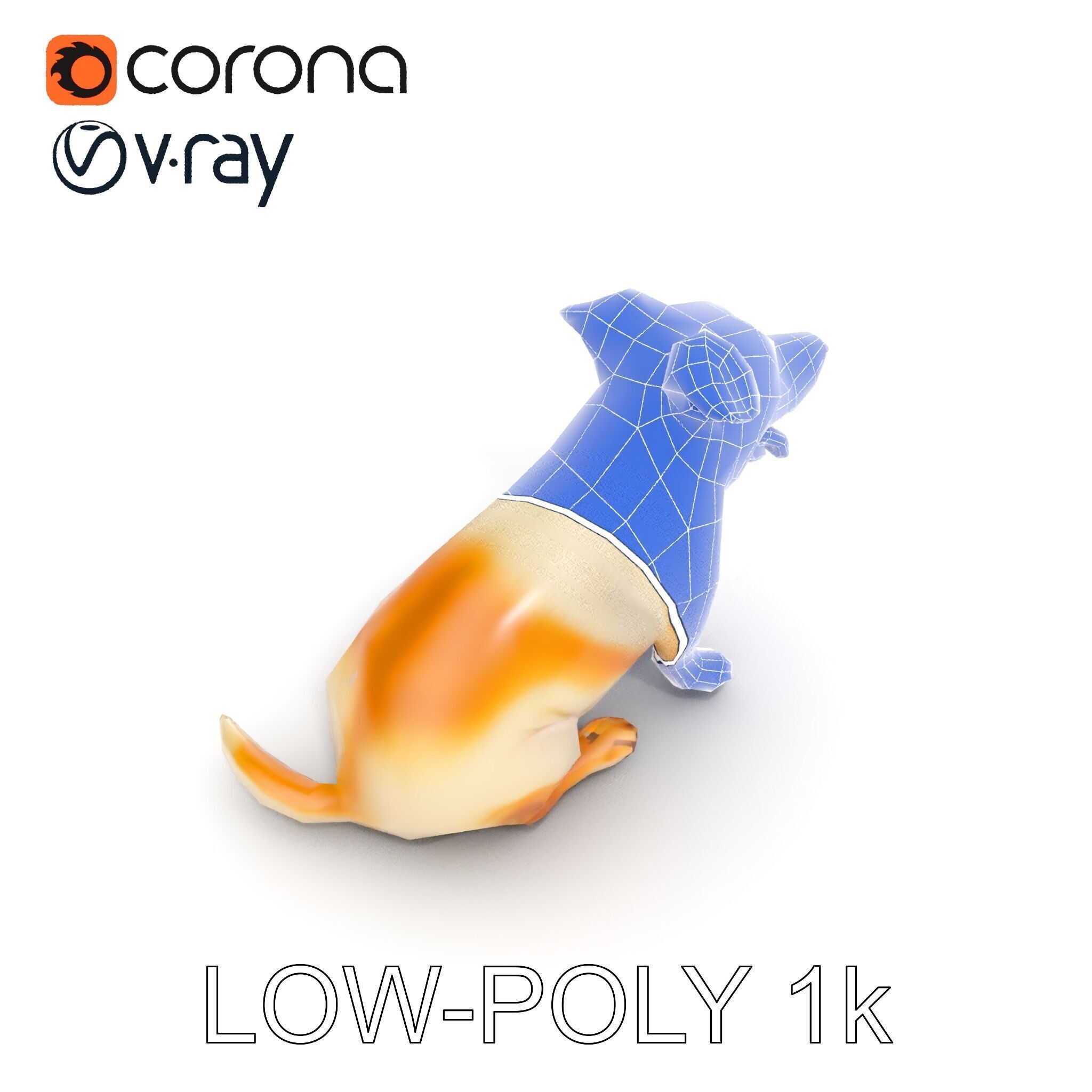 Sitting Dog Model Pack for Animation and Games Low-poly 3D model_31