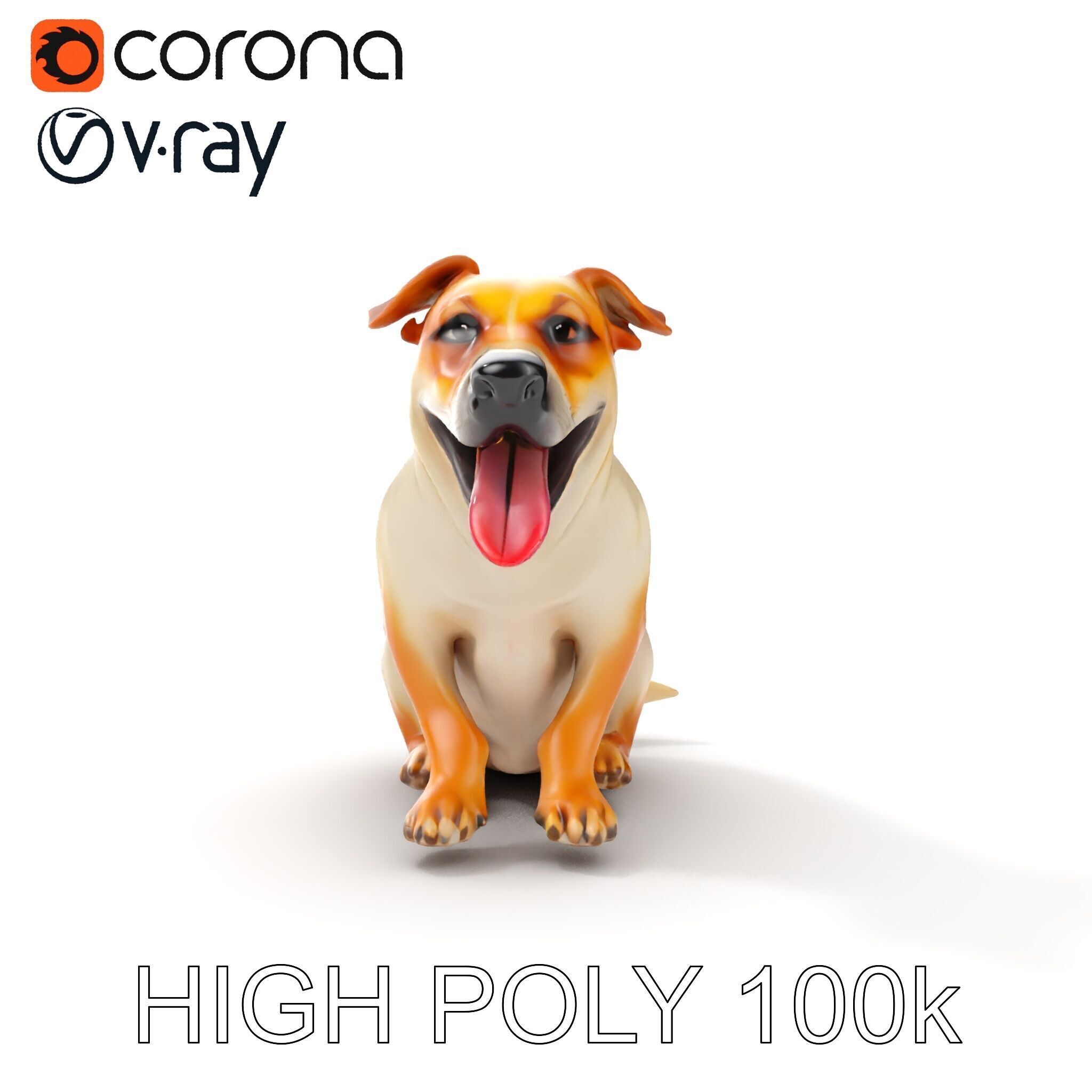 Sitting Dog Model Pack for Animation and Games Low-poly 3D model_35