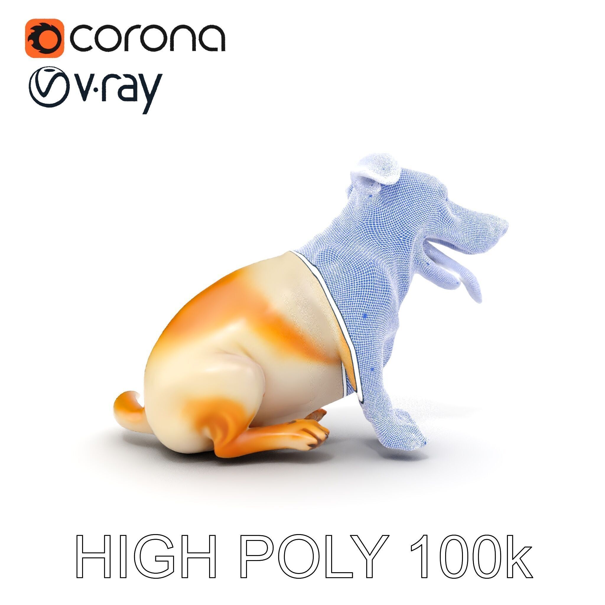 Sitting Dog Model Pack for Animation and Games Low-poly 3D model_13