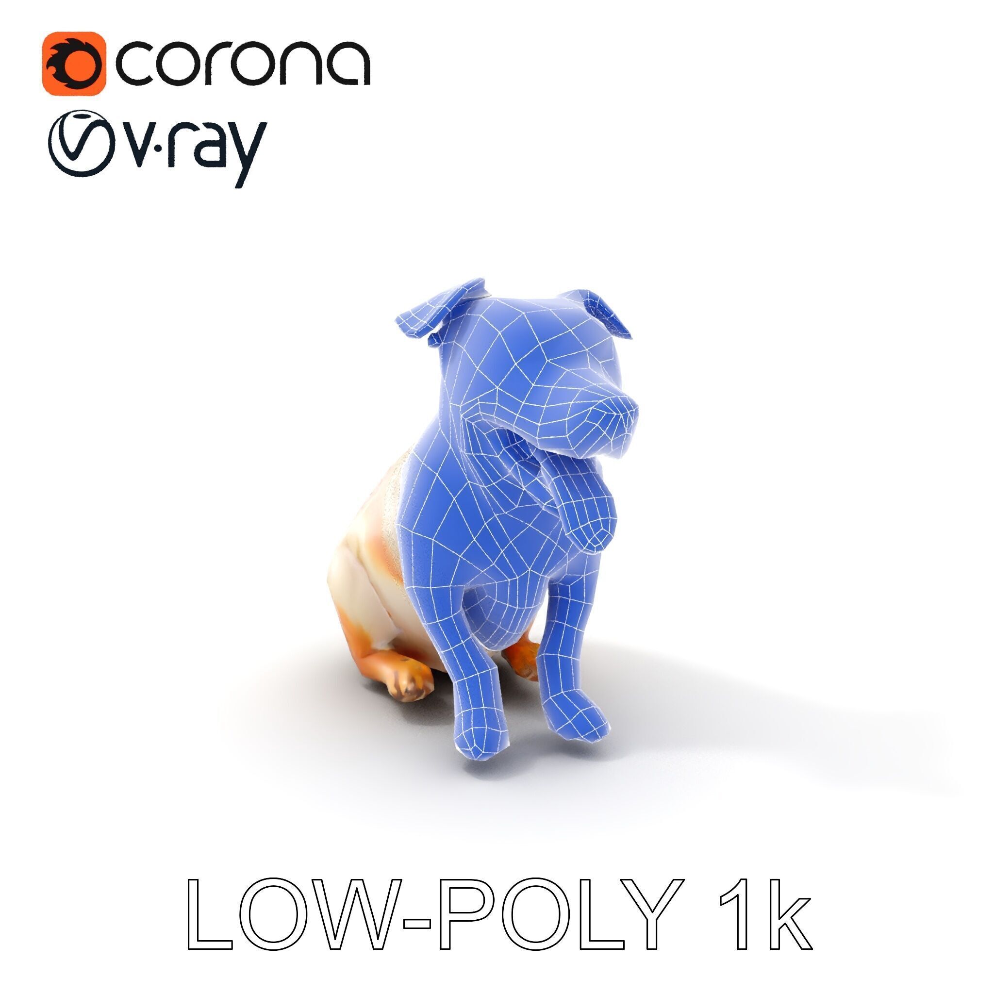 Sitting Dog Model Pack for Animation and Games Low-poly 3D model_33