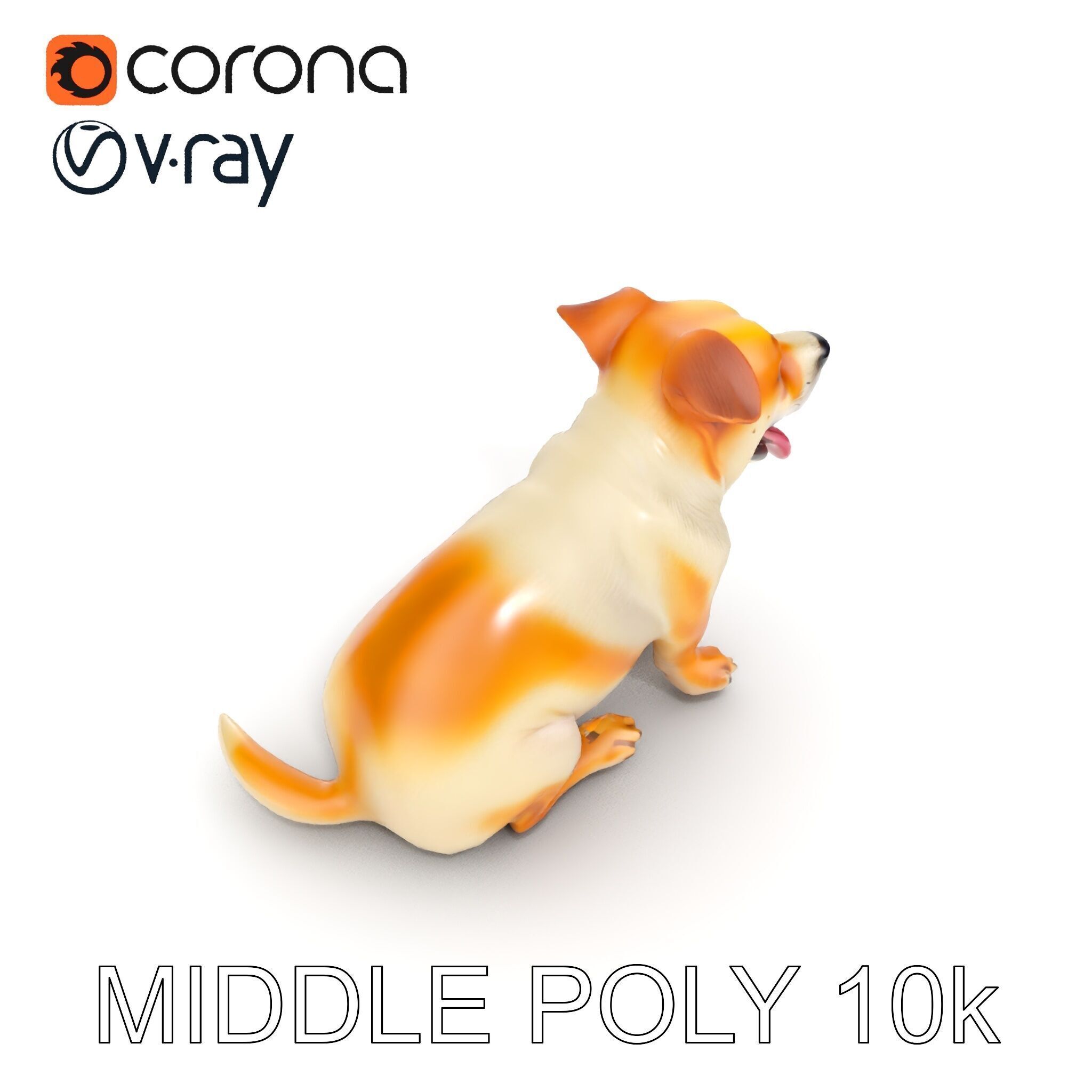 Sitting Dog Model Pack for Animation and Games Low-poly 3D model_27