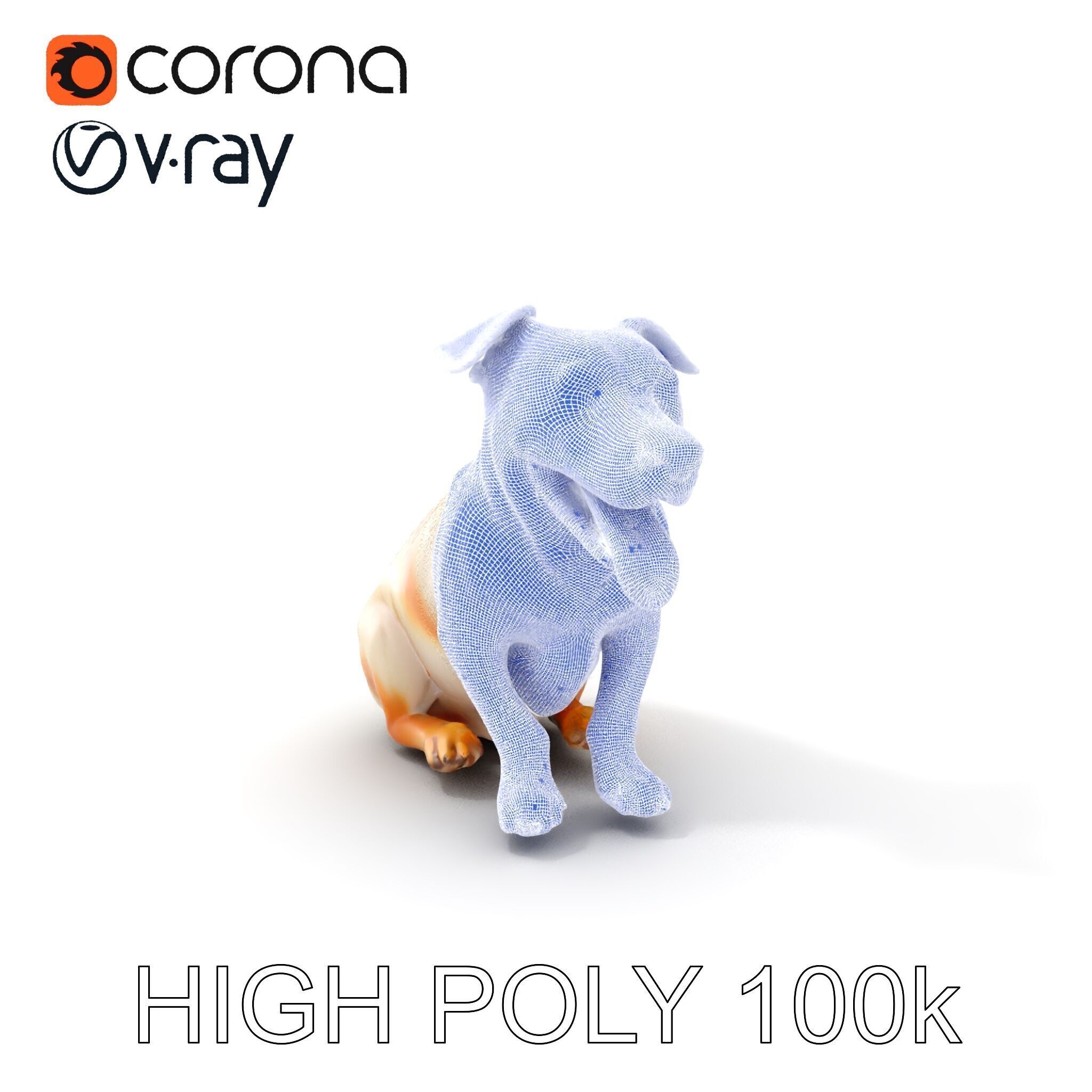 Sitting Dog Model Pack for Animation and Games Low-poly 3D model_4