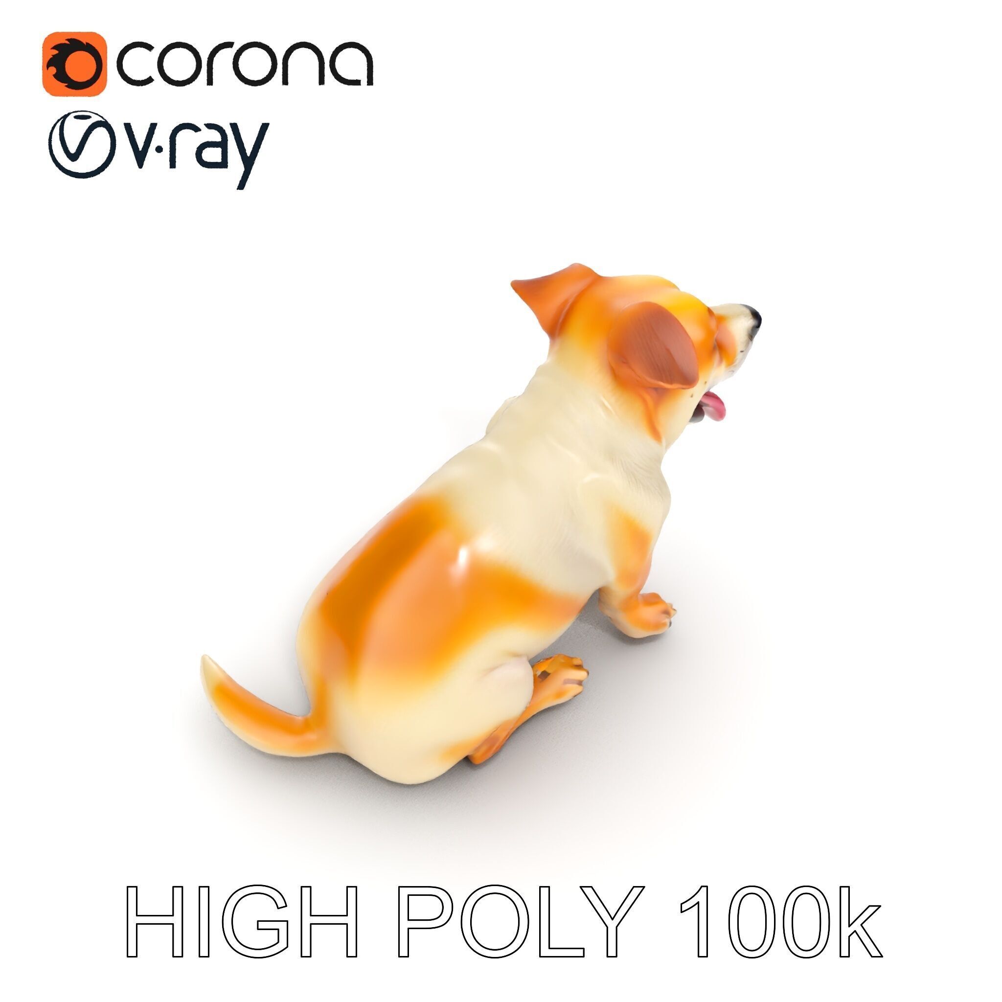 Sitting Dog Model Pack for Animation and Games Low-poly 3D model_8