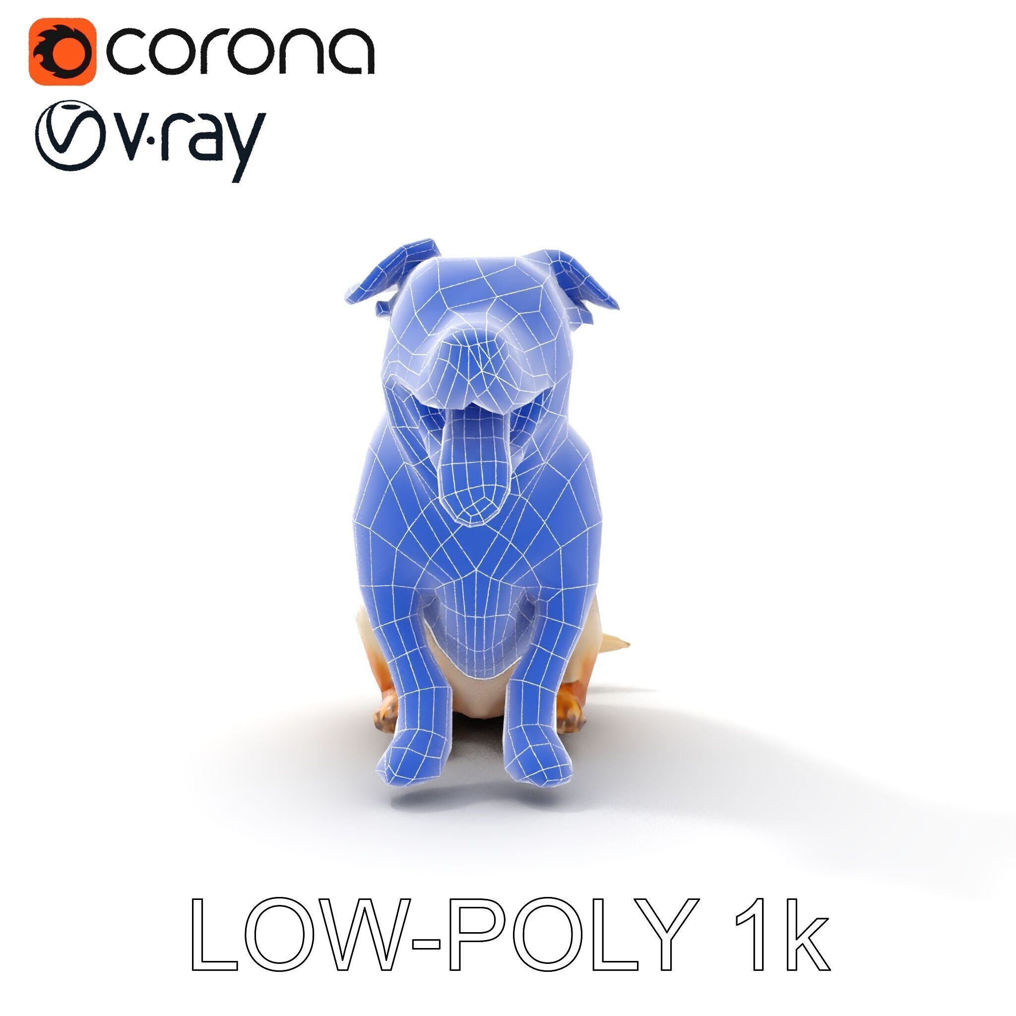 Sitting Dog Model Pack for Animation and Games Low-poly 3D model_12