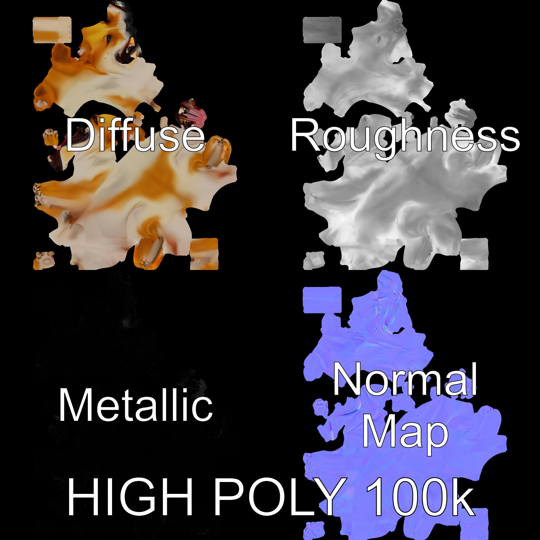 Sitting Dog Model Pack for Animation and Games Low-poly 3D model_3