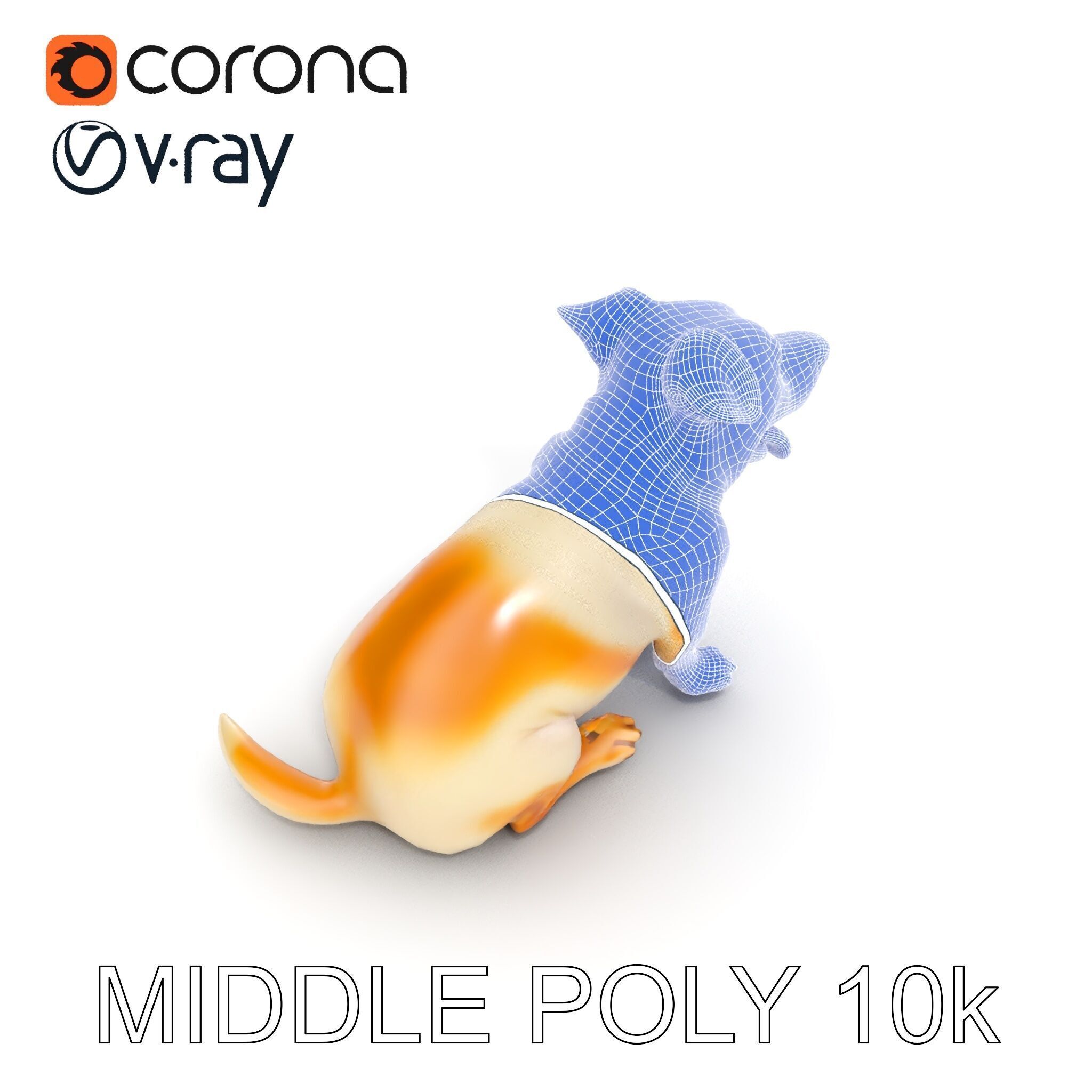 Sitting Dog Model Pack for Animation and Games Low-poly 3D model_20