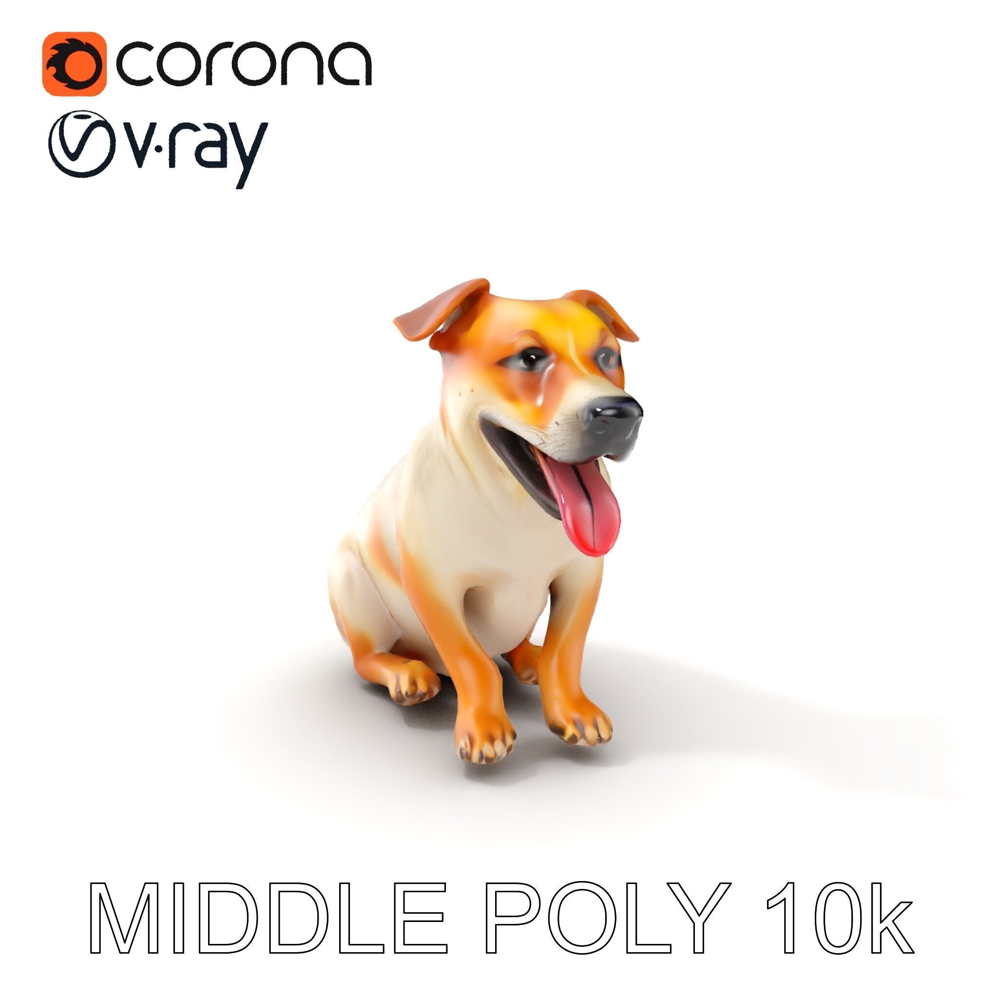 Sitting Dog Model Pack for Animation and Games Low-poly 3D model_11