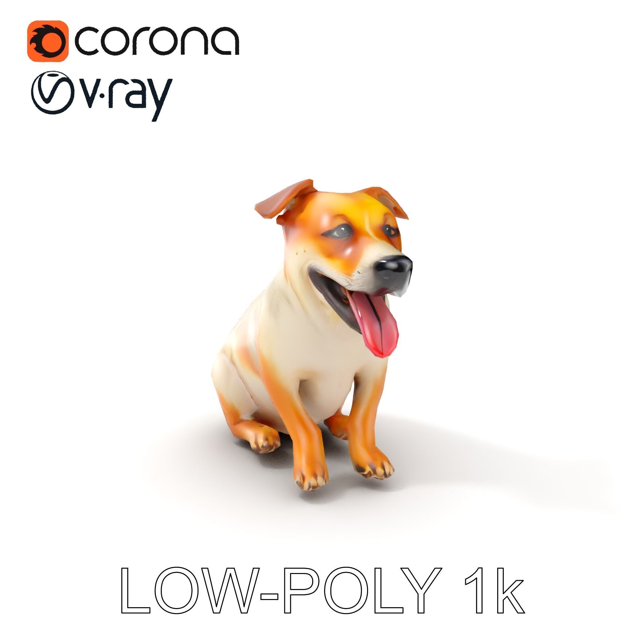Sitting Dog Model Pack for Animation and Games Low-poly 3D model_15