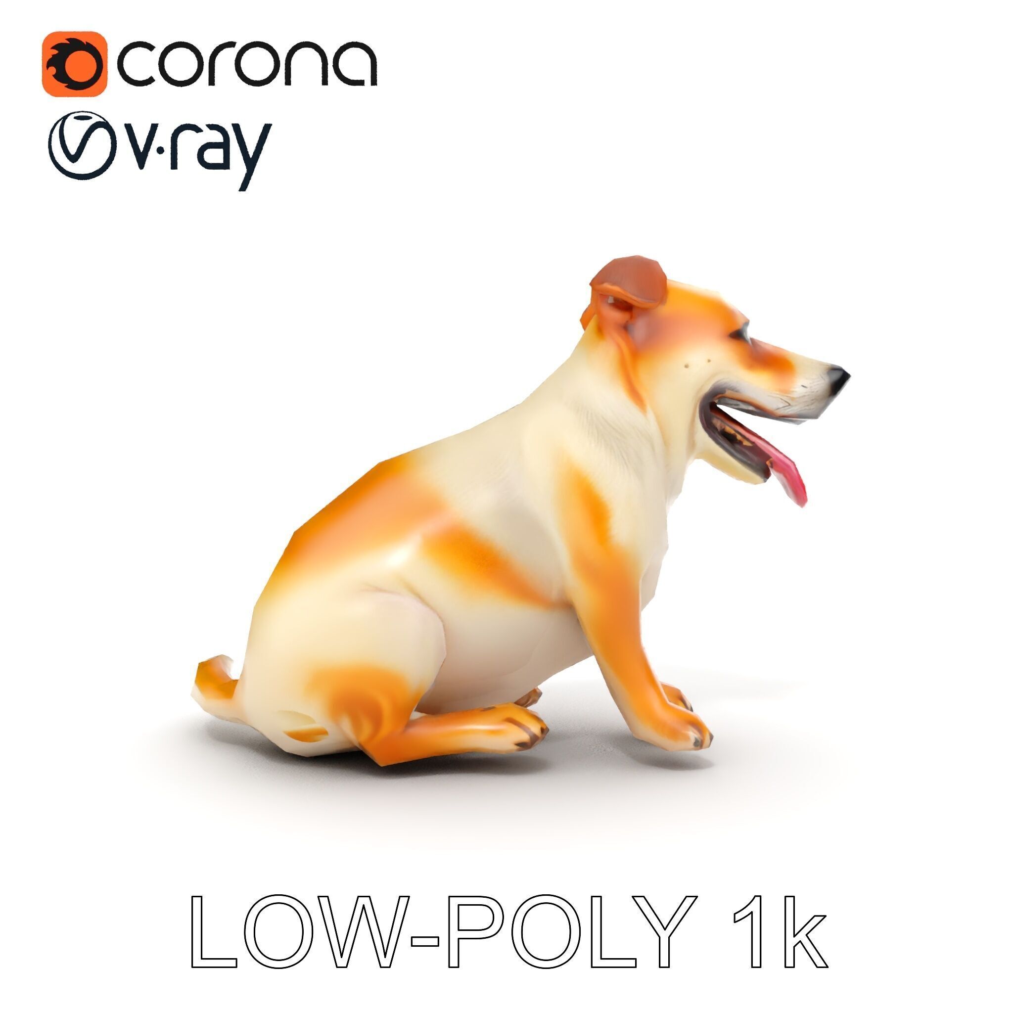 Sitting Dog Model Pack for Animation and Games Low-poly 3D model_10