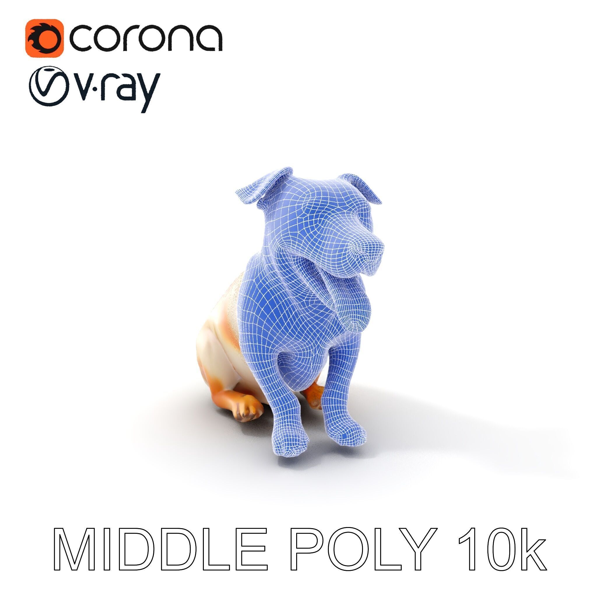 Sitting Dog Model Pack for Animation and Games Low-poly 3D model_9