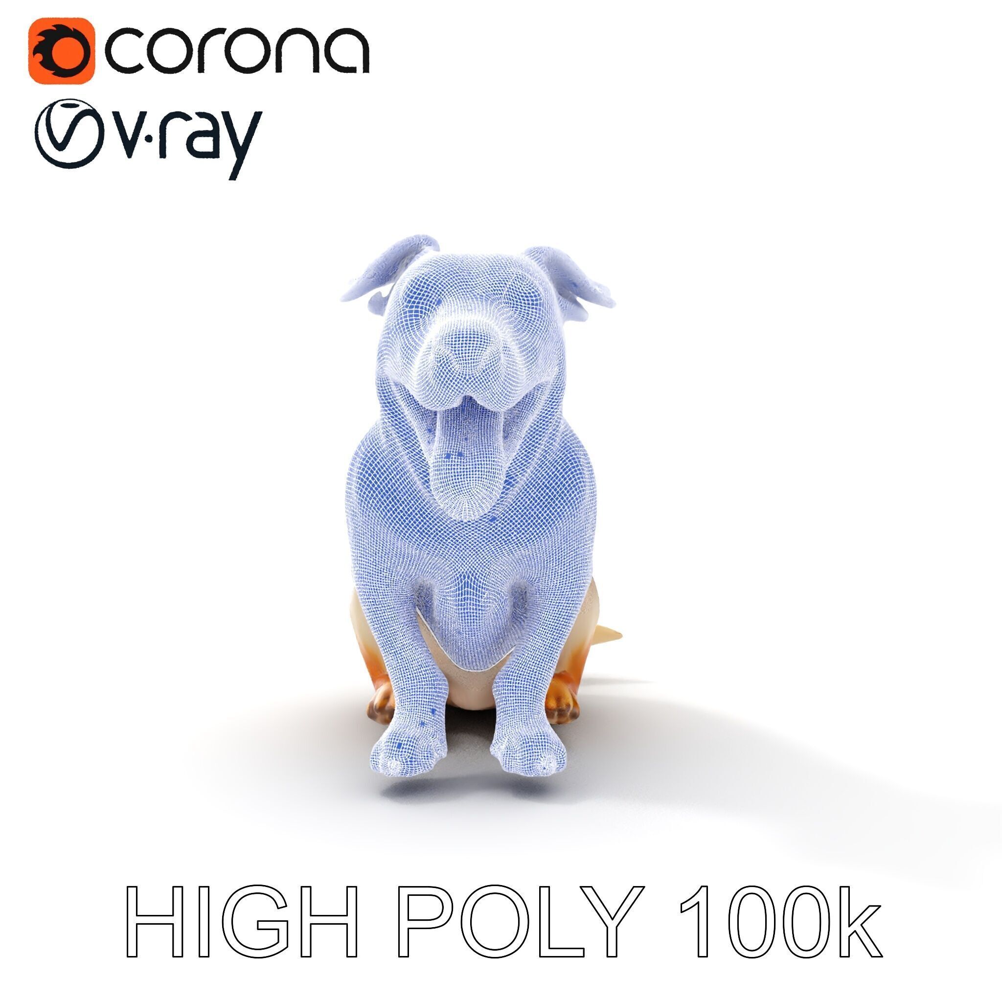 Sitting Dog Model Pack for Animation and Games Low-poly 3D model_22