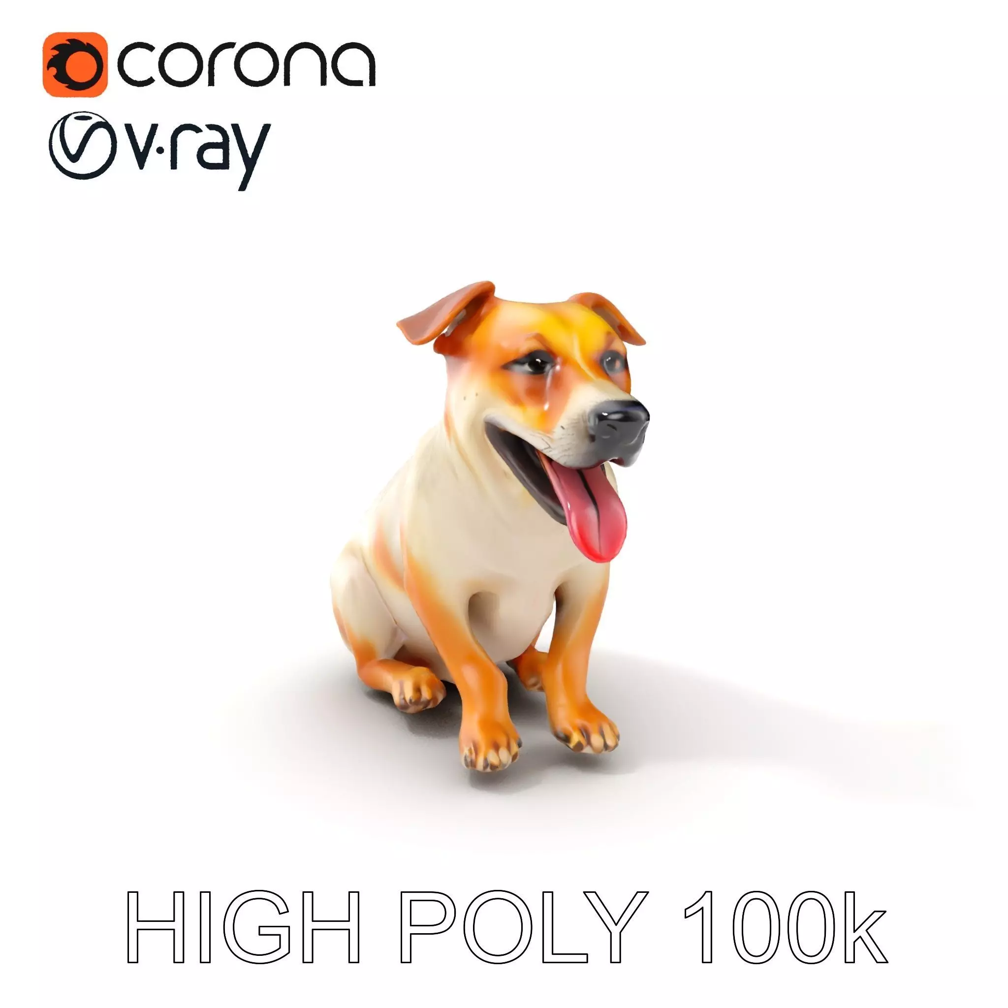 Sitting Dog Model Pack for Animation and Games Low-poly 3D model_0