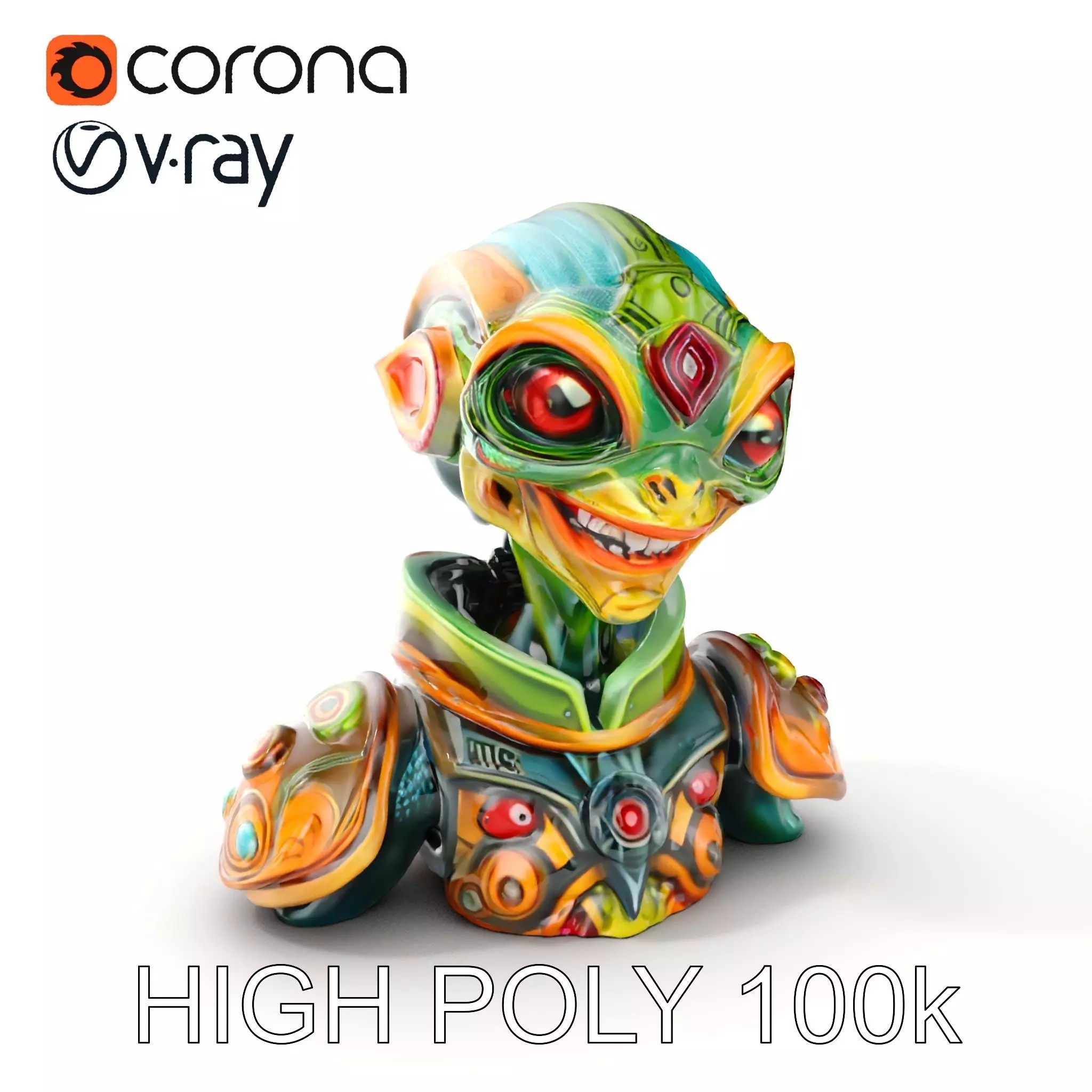 Futuristic Alien Creature Model Pack Low-poly 3D model_0