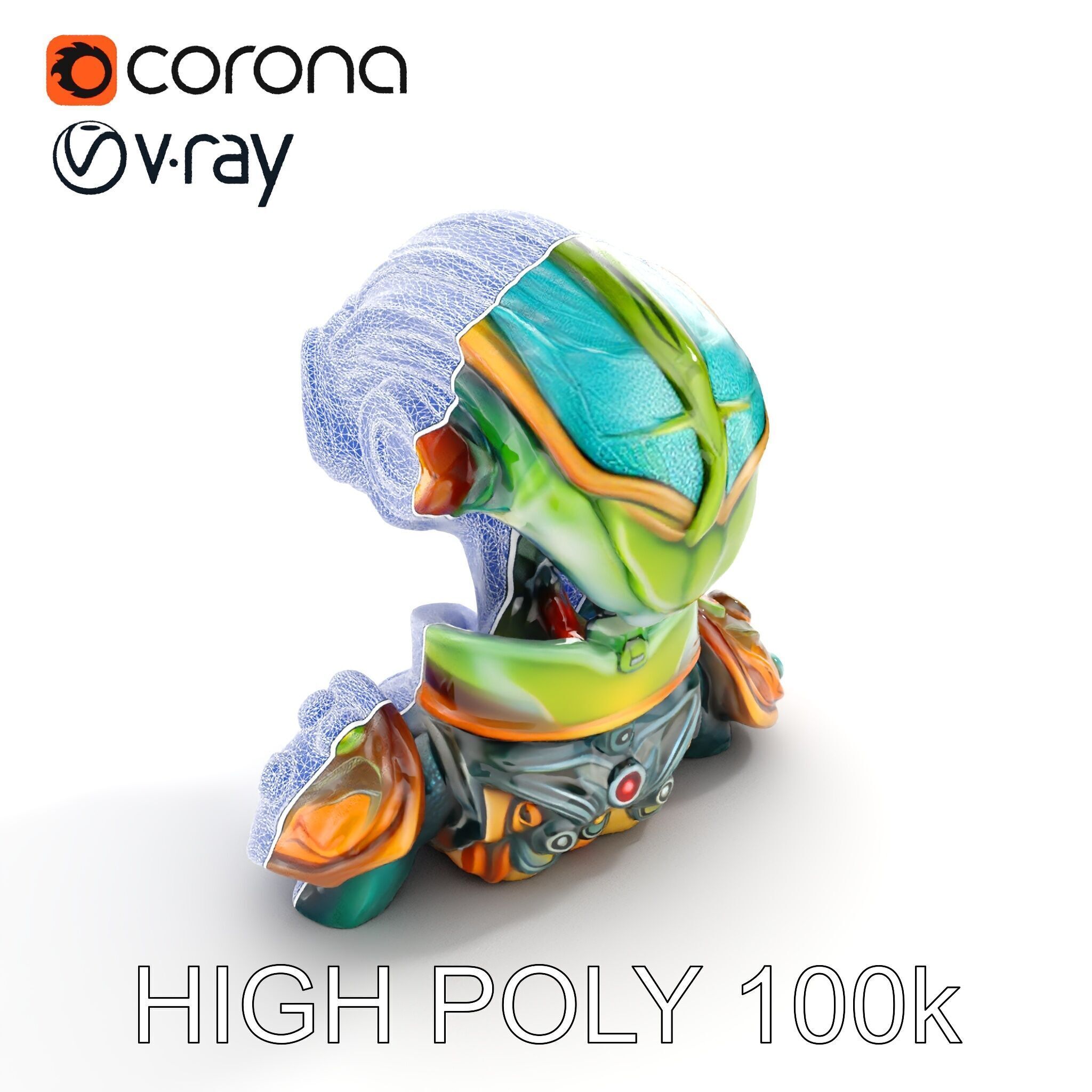 Futuristic Alien Creature Model Pack Low-poly 3D model_10