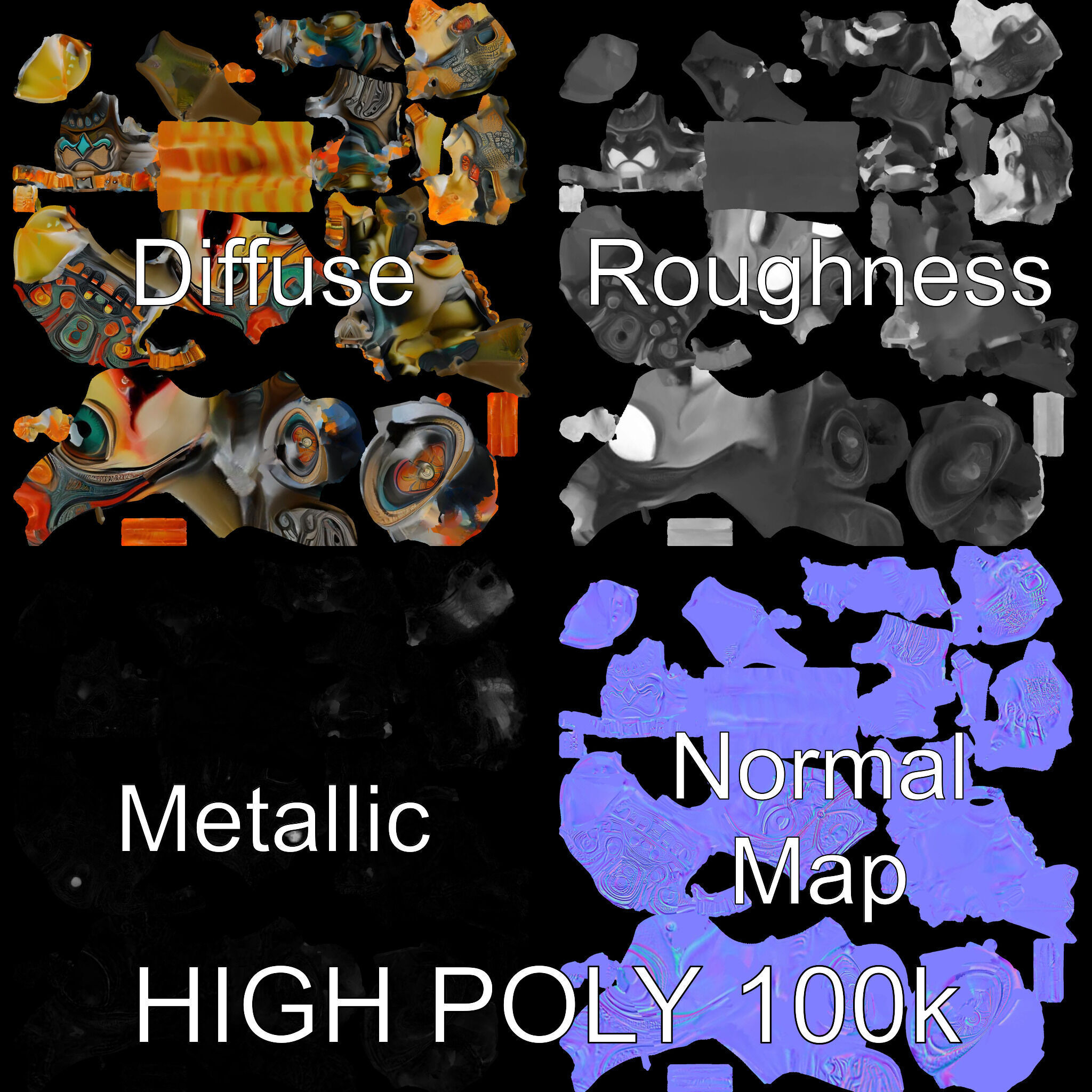 Fantasy Creature Warrior Model Pack with Detailed Armor Low-poly 3D model_3