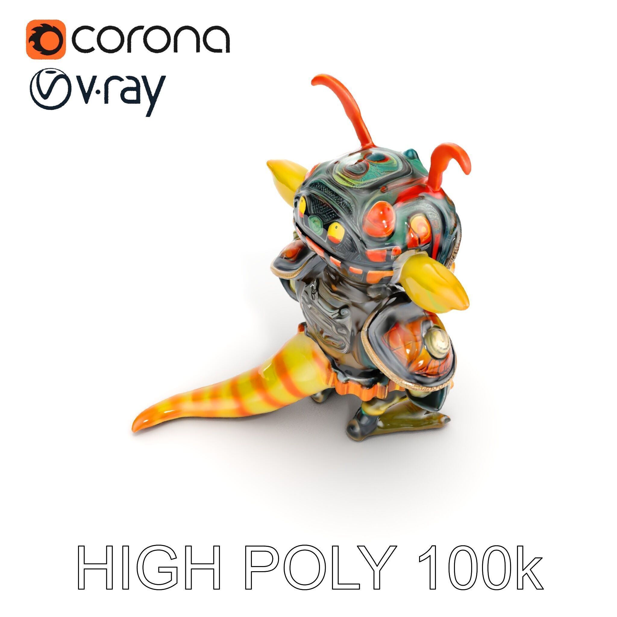 Fantasy Creature Warrior Model Pack with Detailed Armor Low-poly 3D model_8
