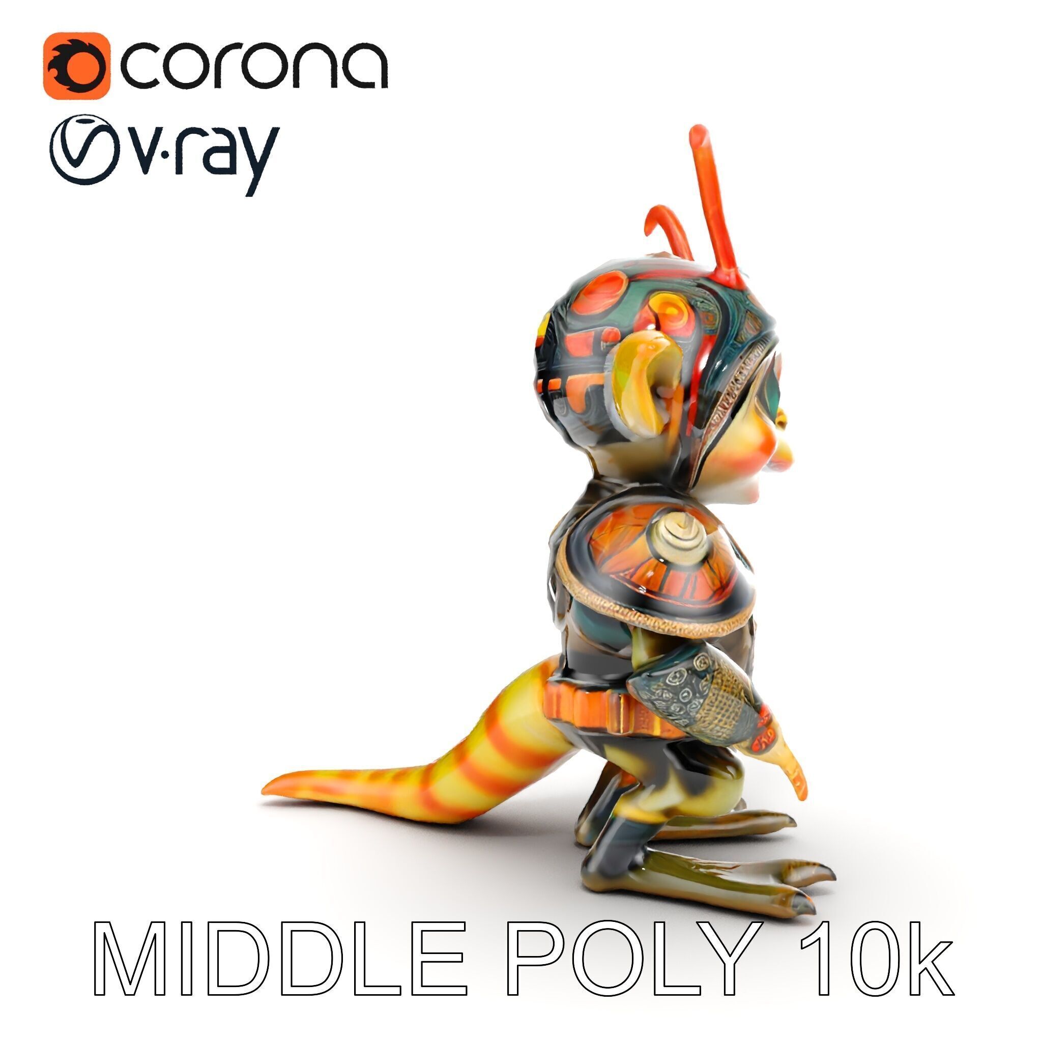 Fantasy Creature Warrior Model Pack with Detailed Armor Low-poly 3D model_30