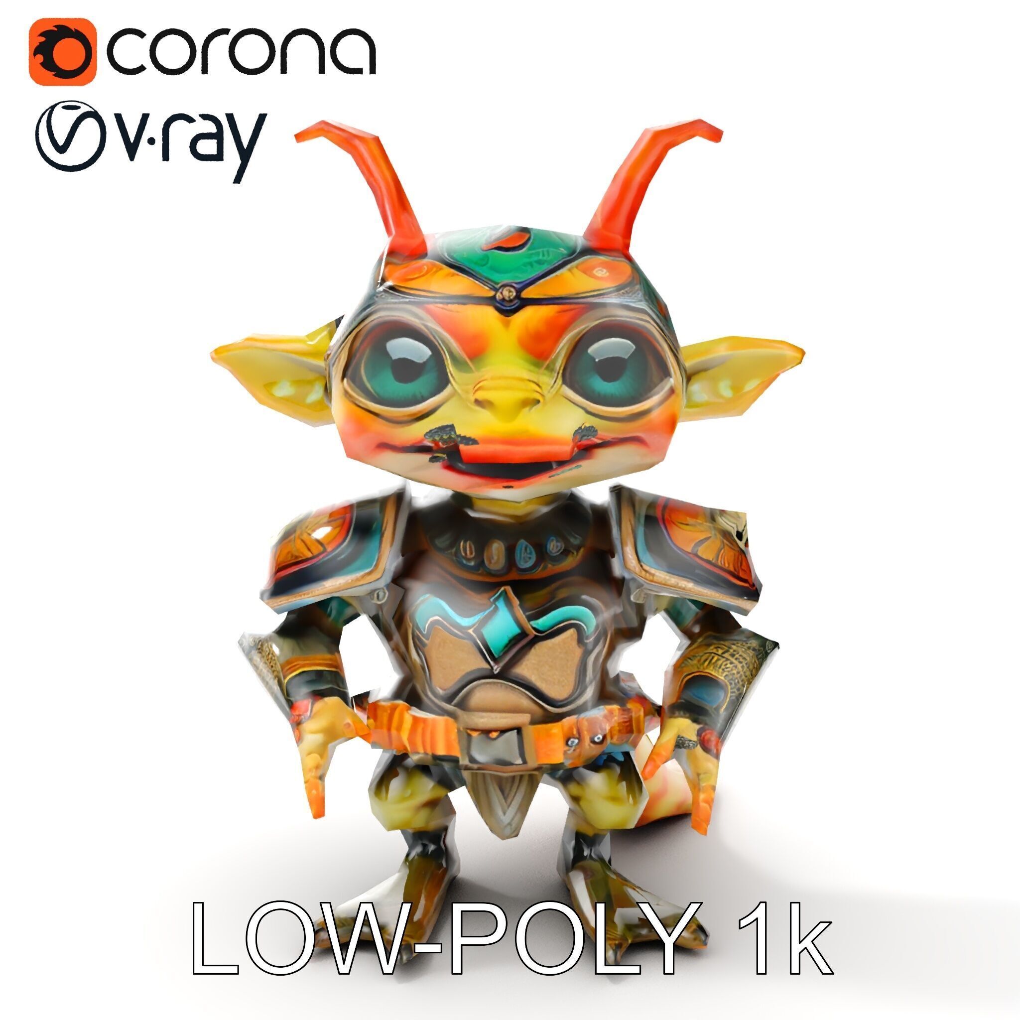 Fantasy Creature Warrior Model Pack with Detailed Armor Low-poly 3D model_21