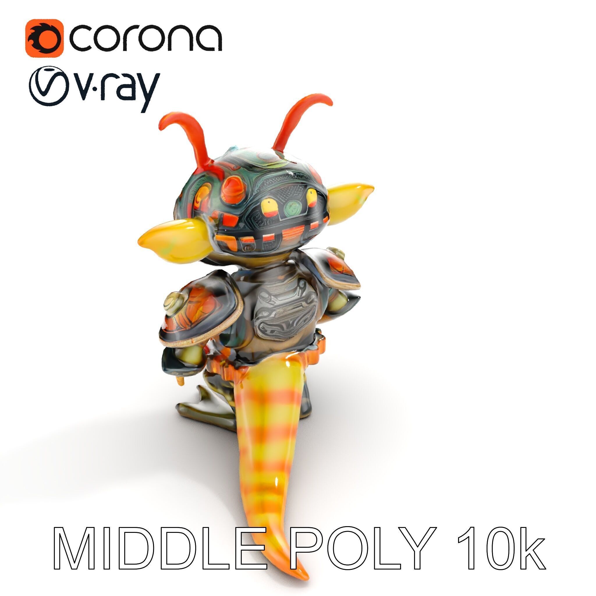 Fantasy Creature Warrior Model Pack with Detailed Armor Low-poly 3D model_20