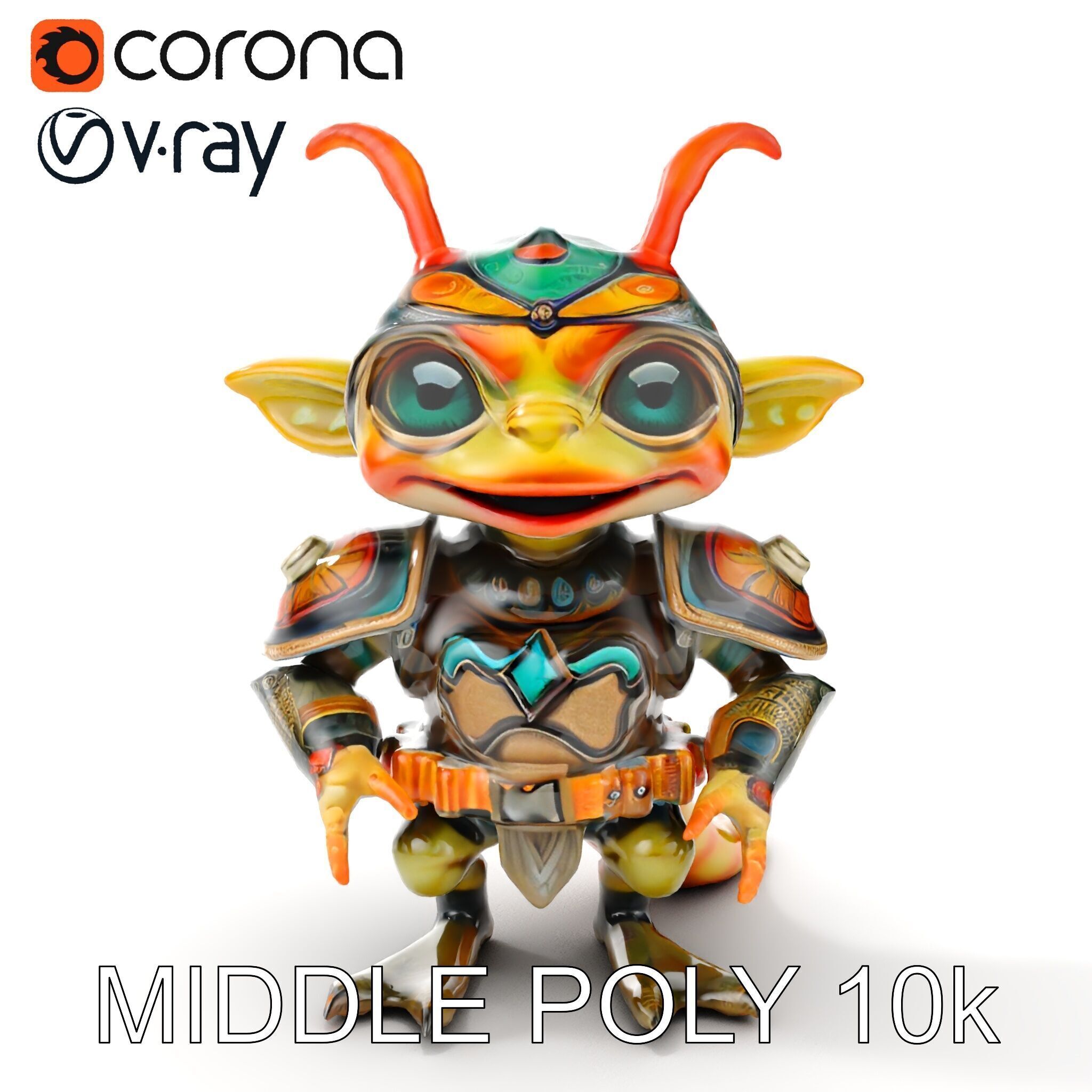 Fantasy Creature Warrior Model Pack with Detailed Armor Low-poly 3D model_9