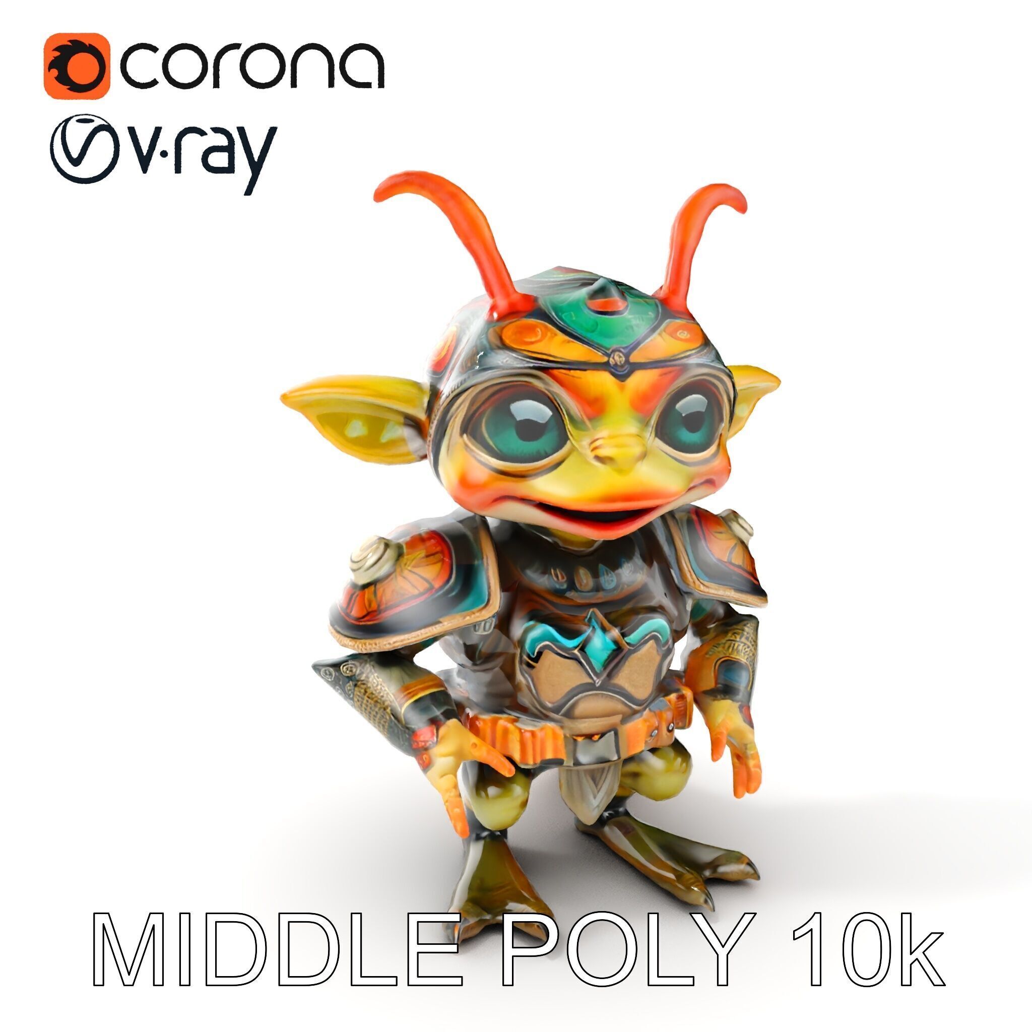 Fantasy Creature Warrior Model Pack with Detailed Armor Low-poly 3D model_6