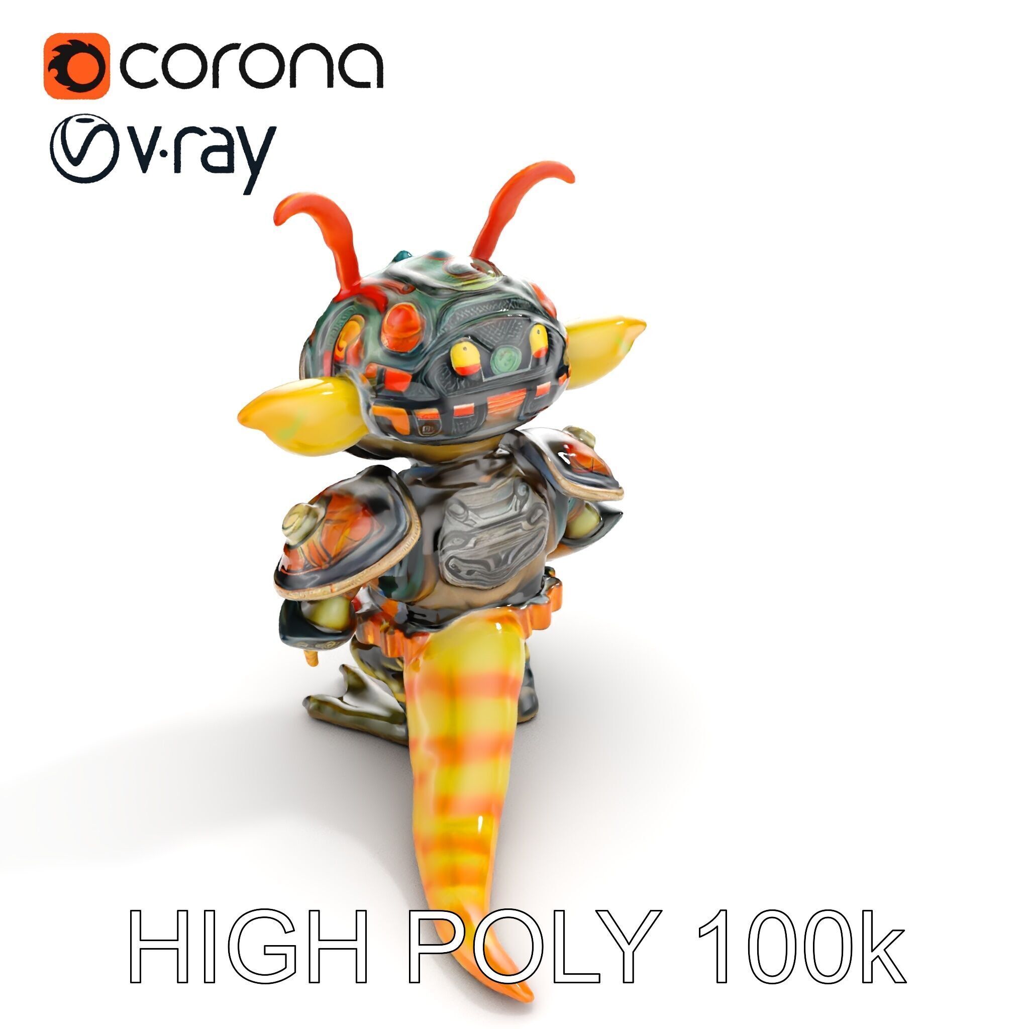 Fantasy Creature Warrior Model Pack with Detailed Armor Low-poly 3D model_16