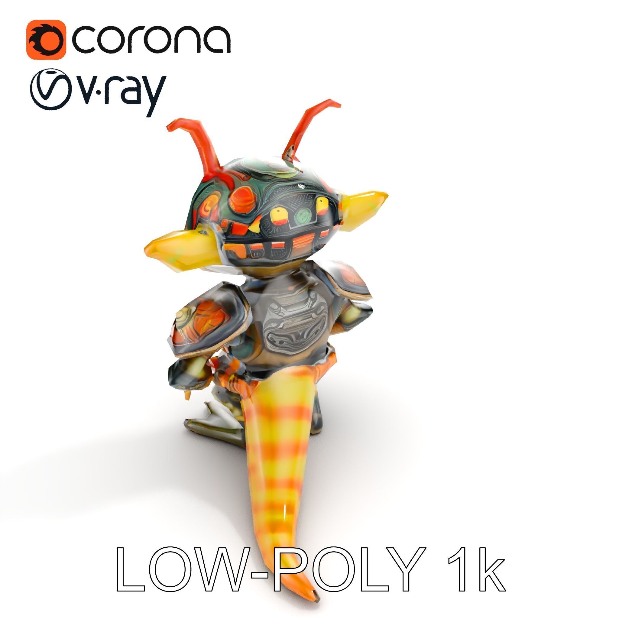 Fantasy Creature Warrior Model Pack with Detailed Armor Low-poly 3D model_34