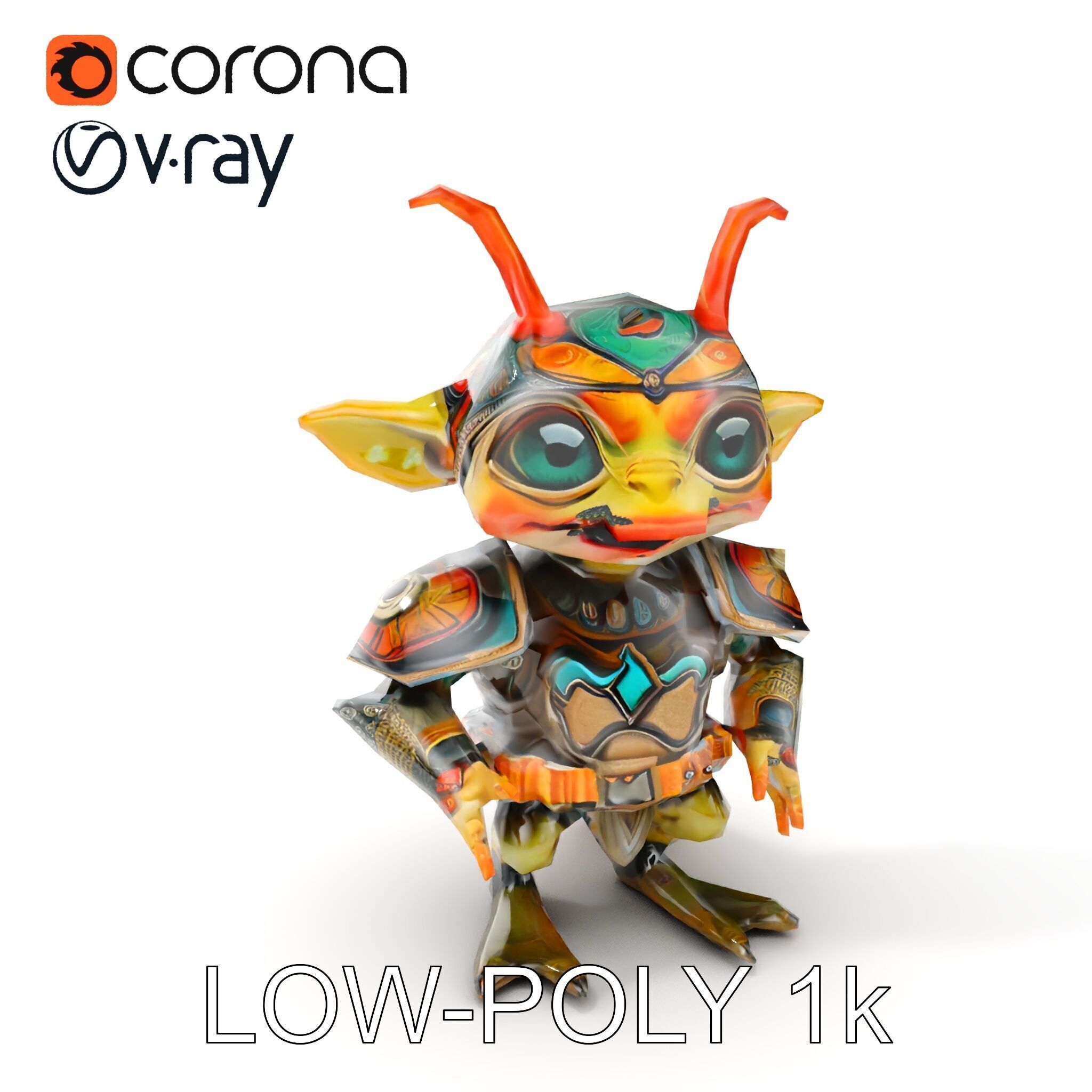 Fantasy Creature Warrior Model Pack with Detailed Armor Low-poly 3D model_25