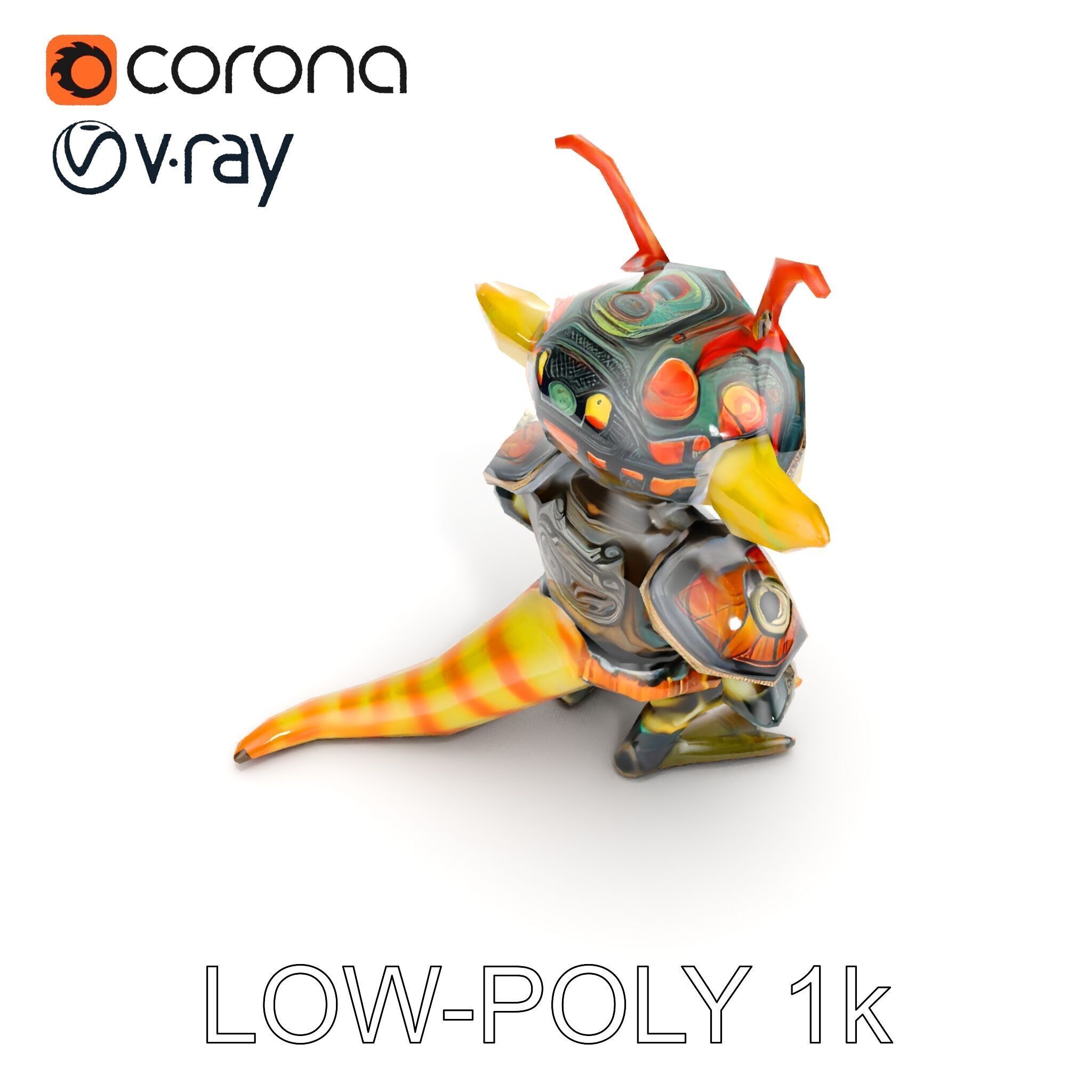 Fantasy Creature Warrior Model Pack with Detailed Armor Low-poly 3D model_7