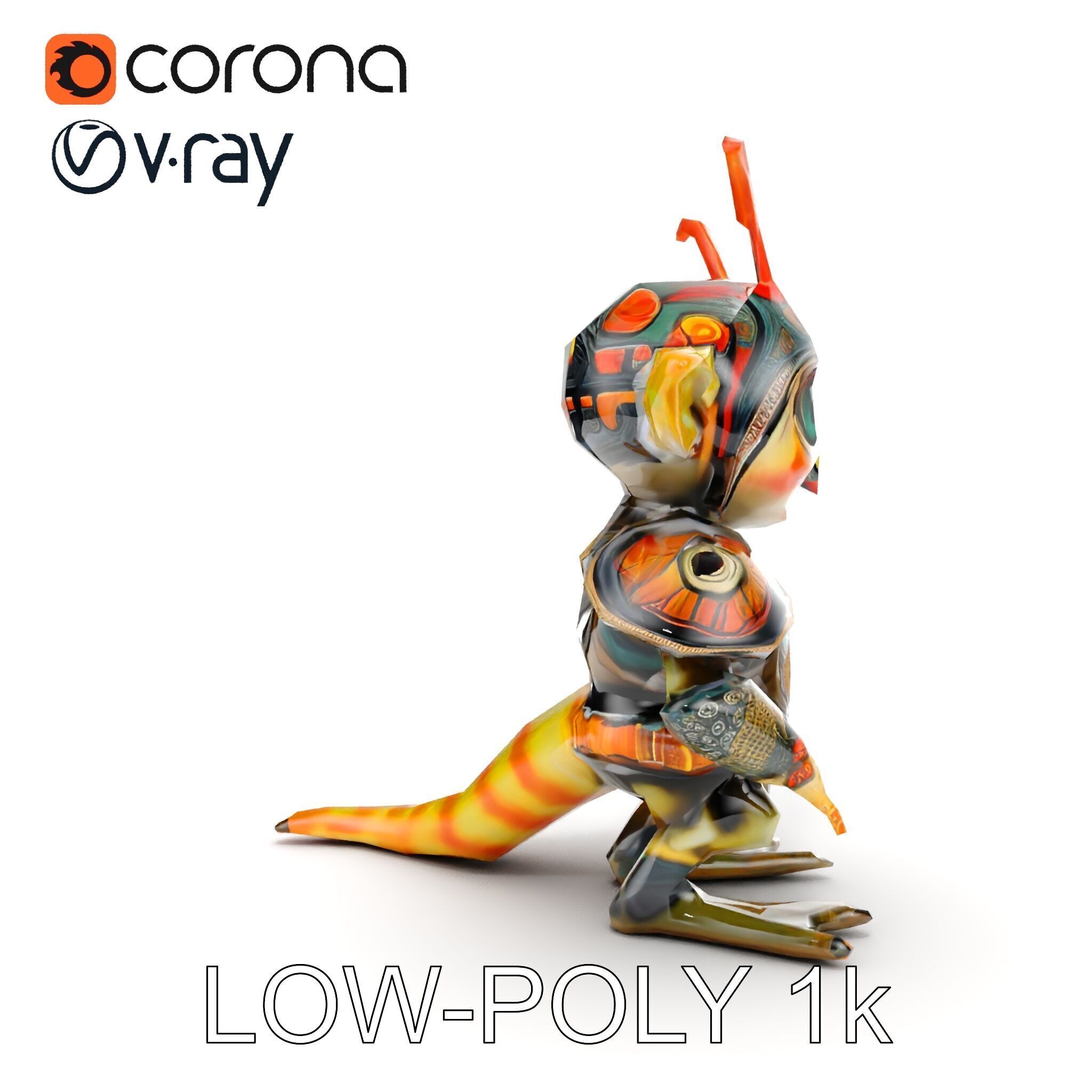 Fantasy Creature Warrior Model Pack with Detailed Armor Low-poly 3D model_28