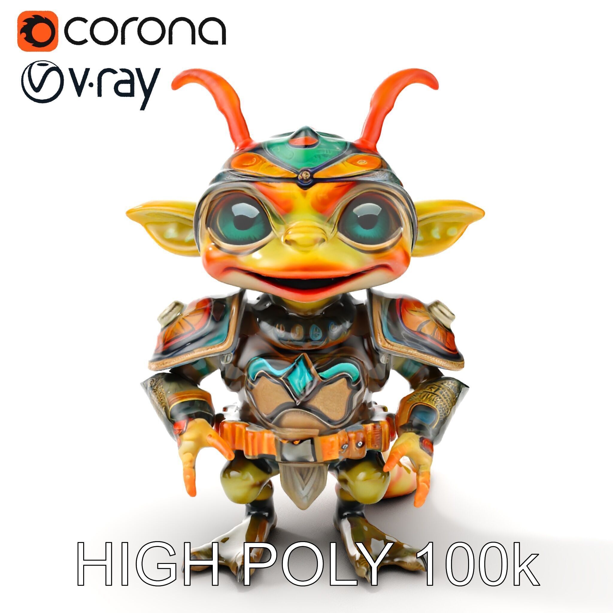 Fantasy Creature Warrior Model Pack with Detailed Armor Low-poly 3D model_26