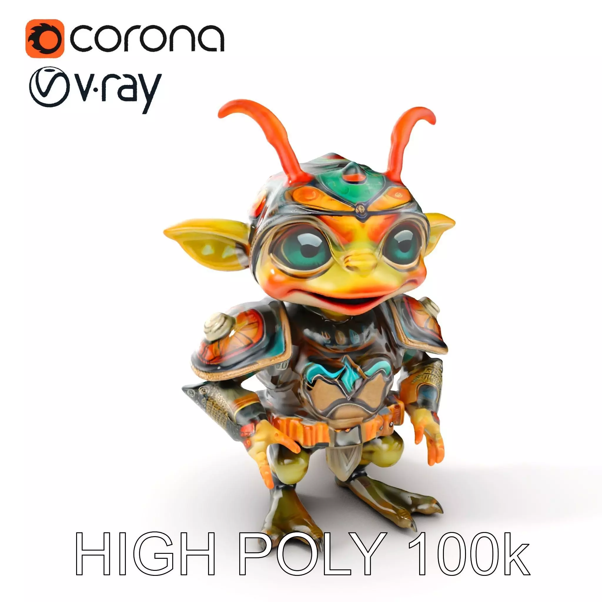 Fantasy Creature Warrior Model Pack with Detailed Armor Low-poly 3D model_0