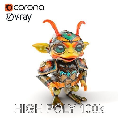 Fantasy Creature Warrior Model Pack with Detailed Armor Low-poly 3D model